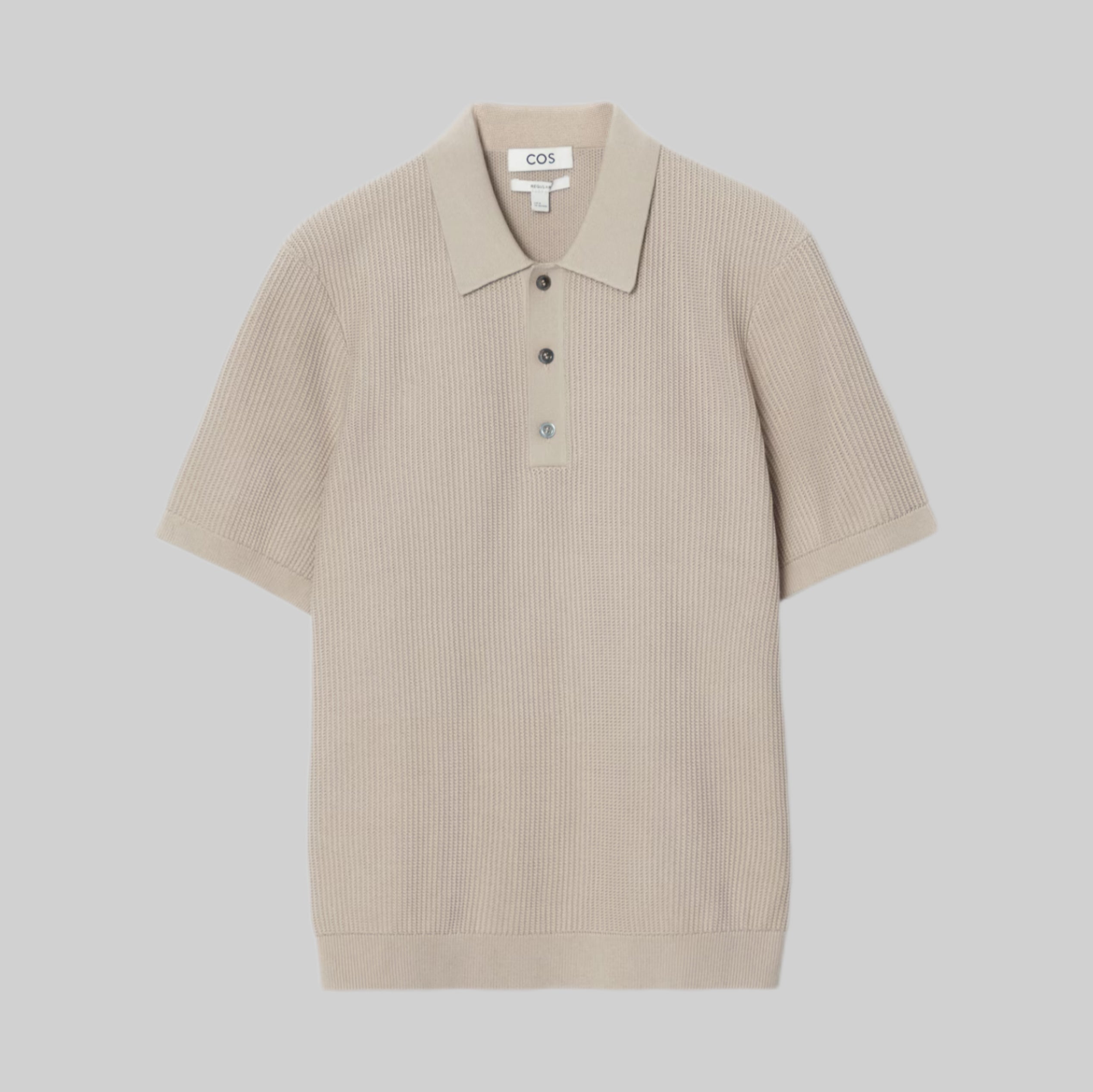 Cos polo shirt, men, frontside, beige, men