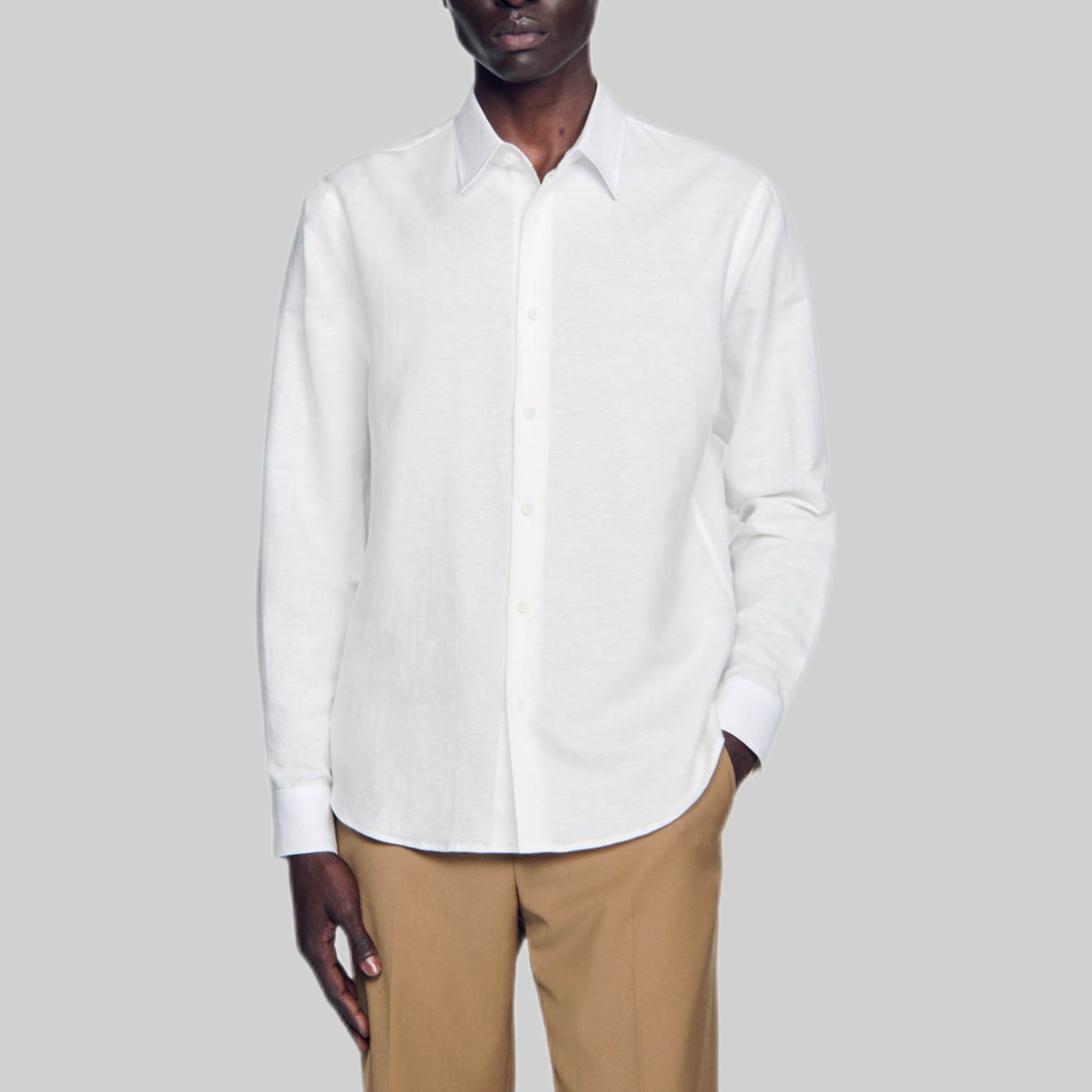 Sandro shirt, men, frontside, white, model