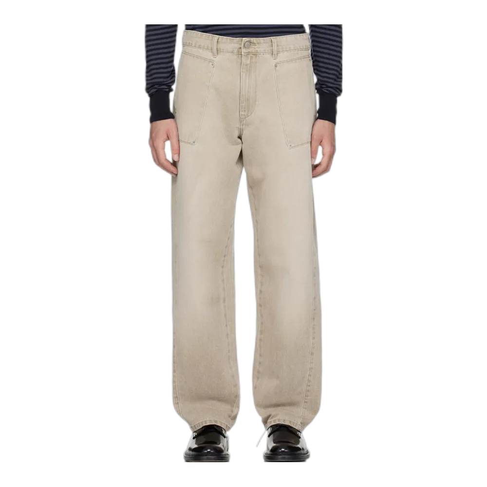 tapered jogger with pleats in light grey