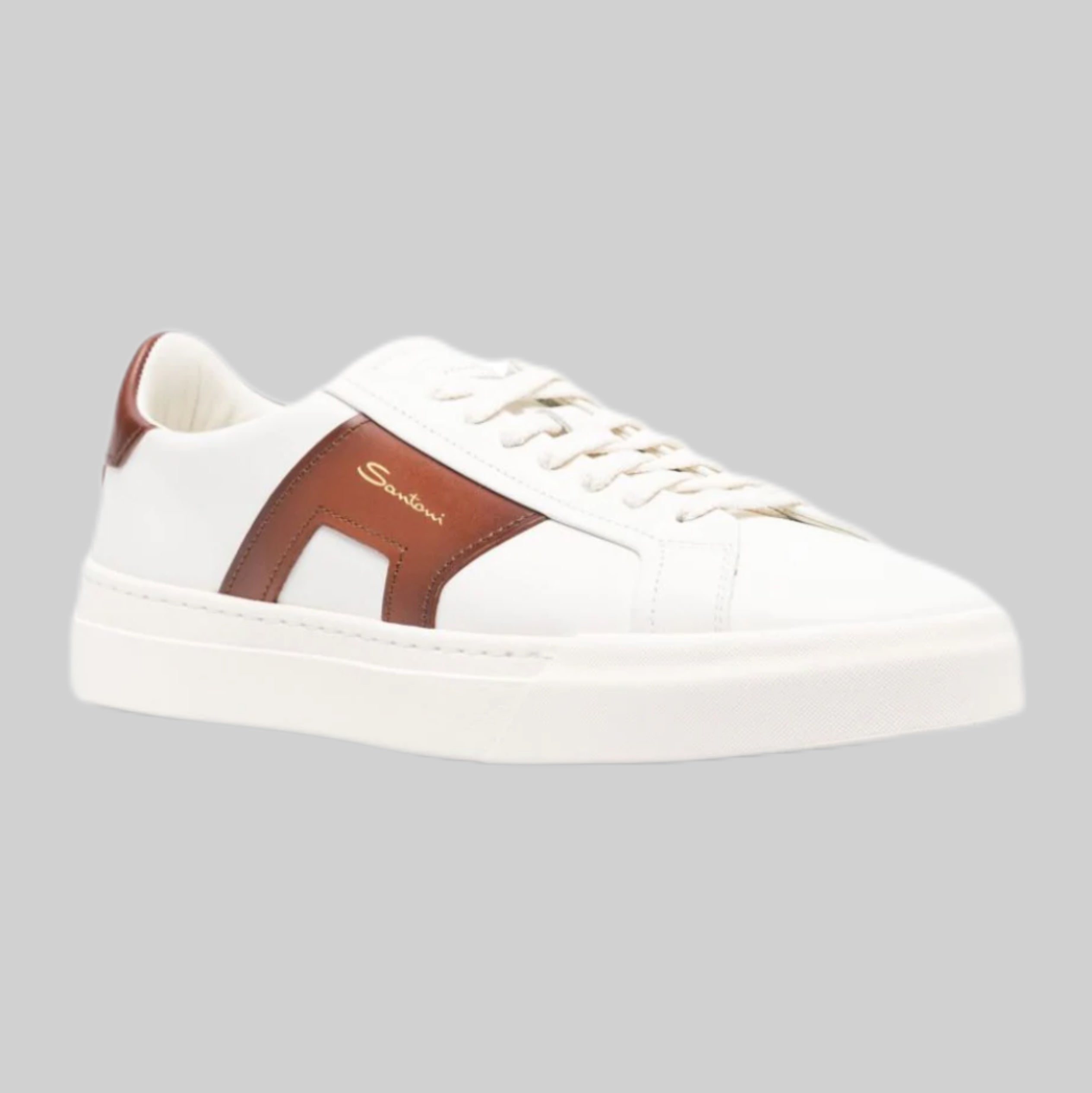 Santoni sneakers, men, frotnside, white and orange