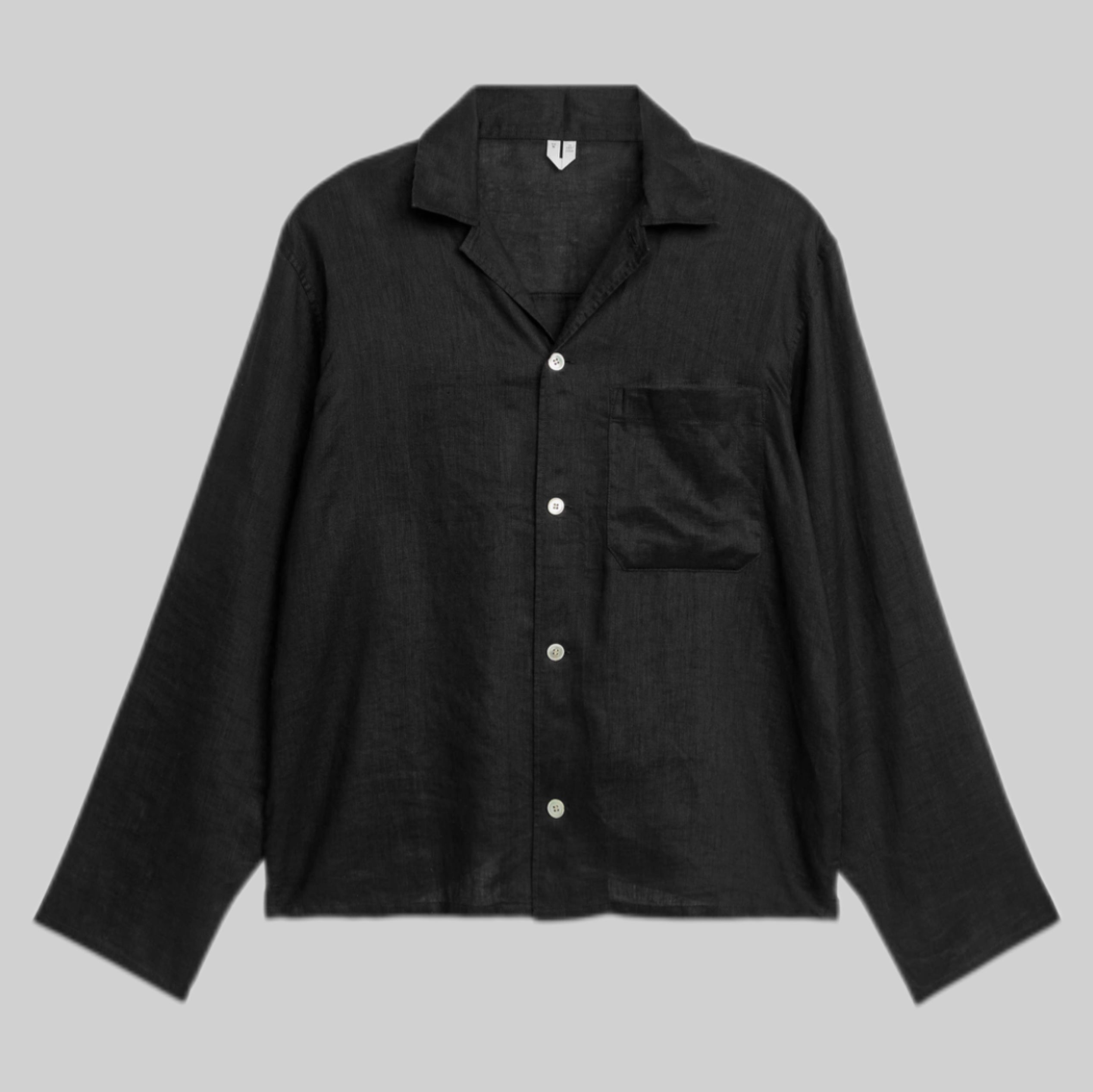 Arket shirt, men, frtonside, black, linen