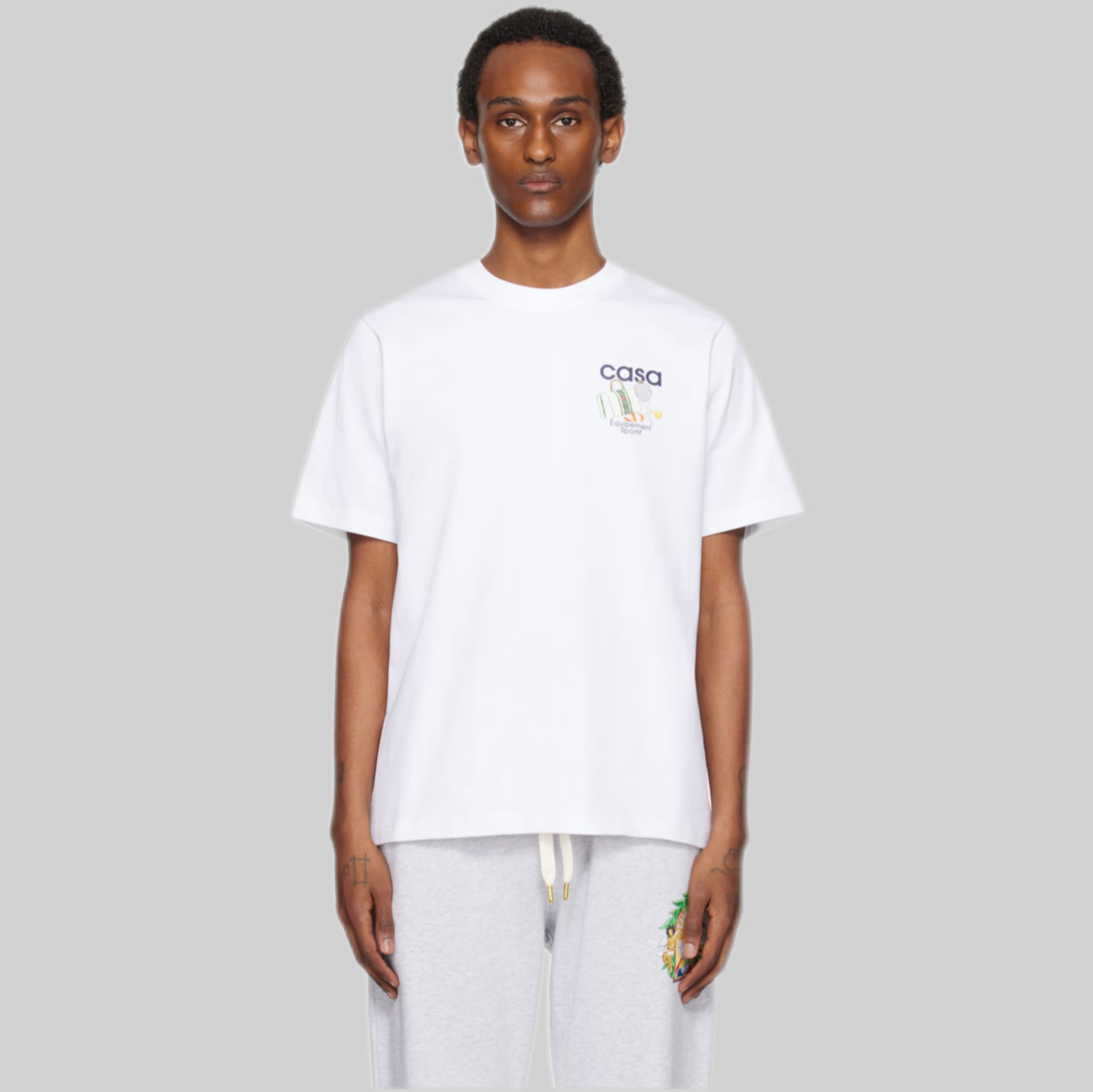 CASABLANCA t-shirt, men, frontside, white, model