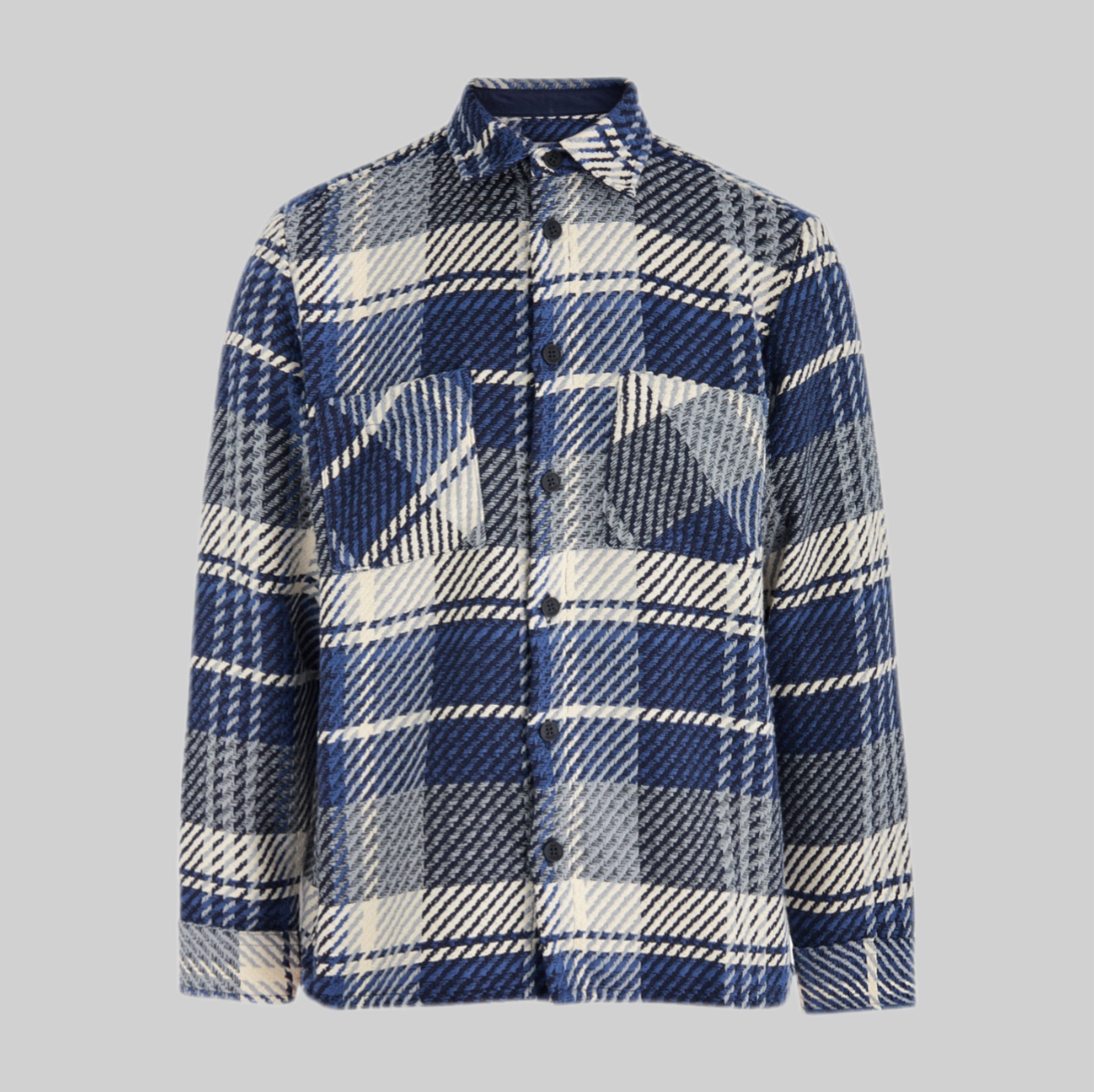 Wax London overshirt, men, frontside, blue and gray