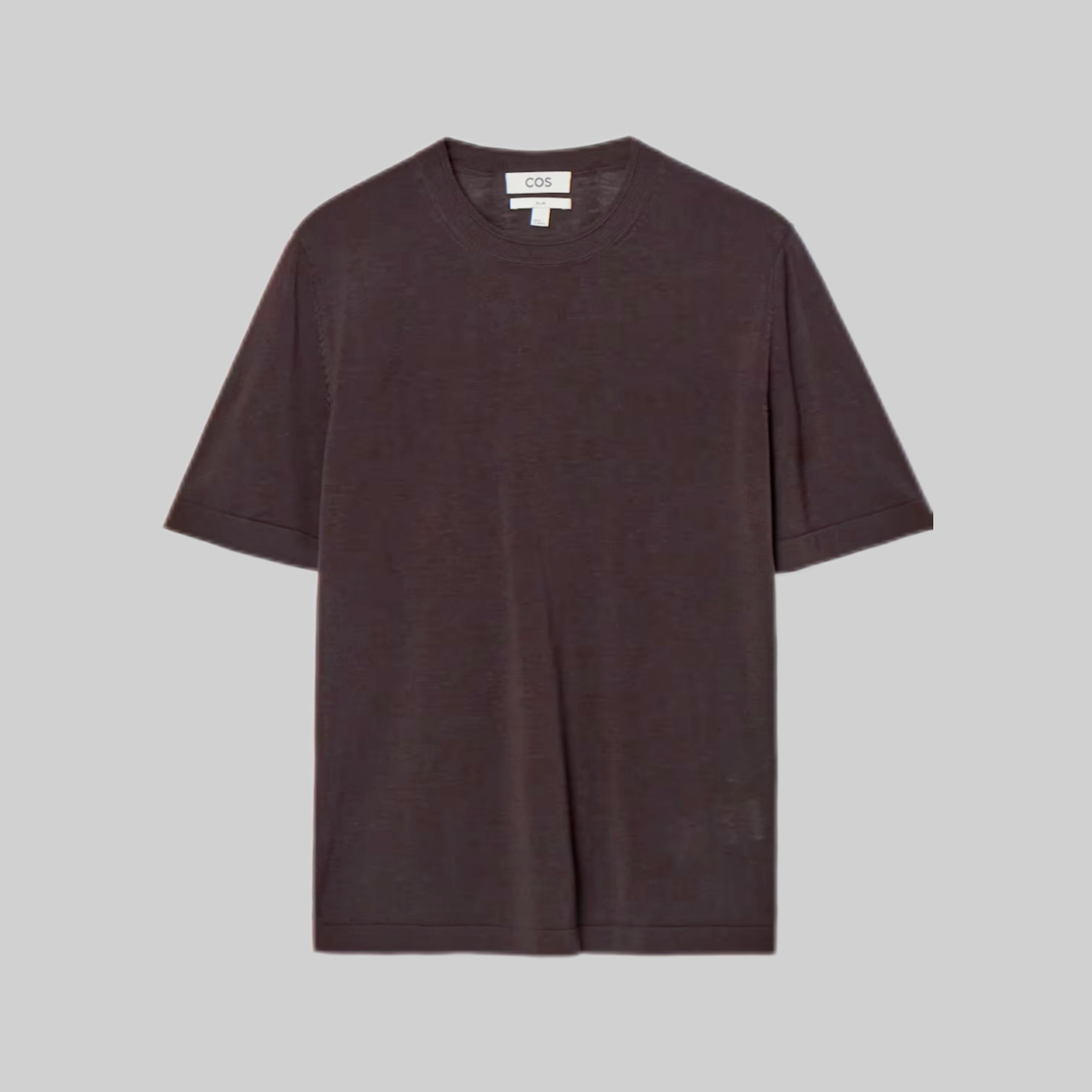 COS knited t-shirt, men, frontside, brown