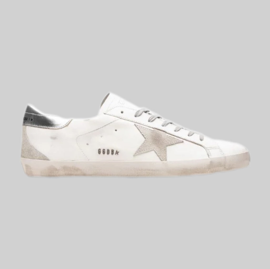 Golden Goose sneakers, men, frontside, white and silver