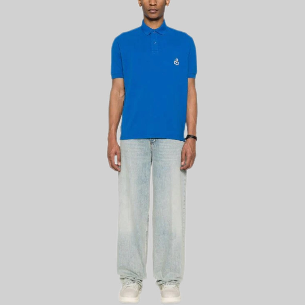 MARANT polo shirt, blue, men, frontside, model