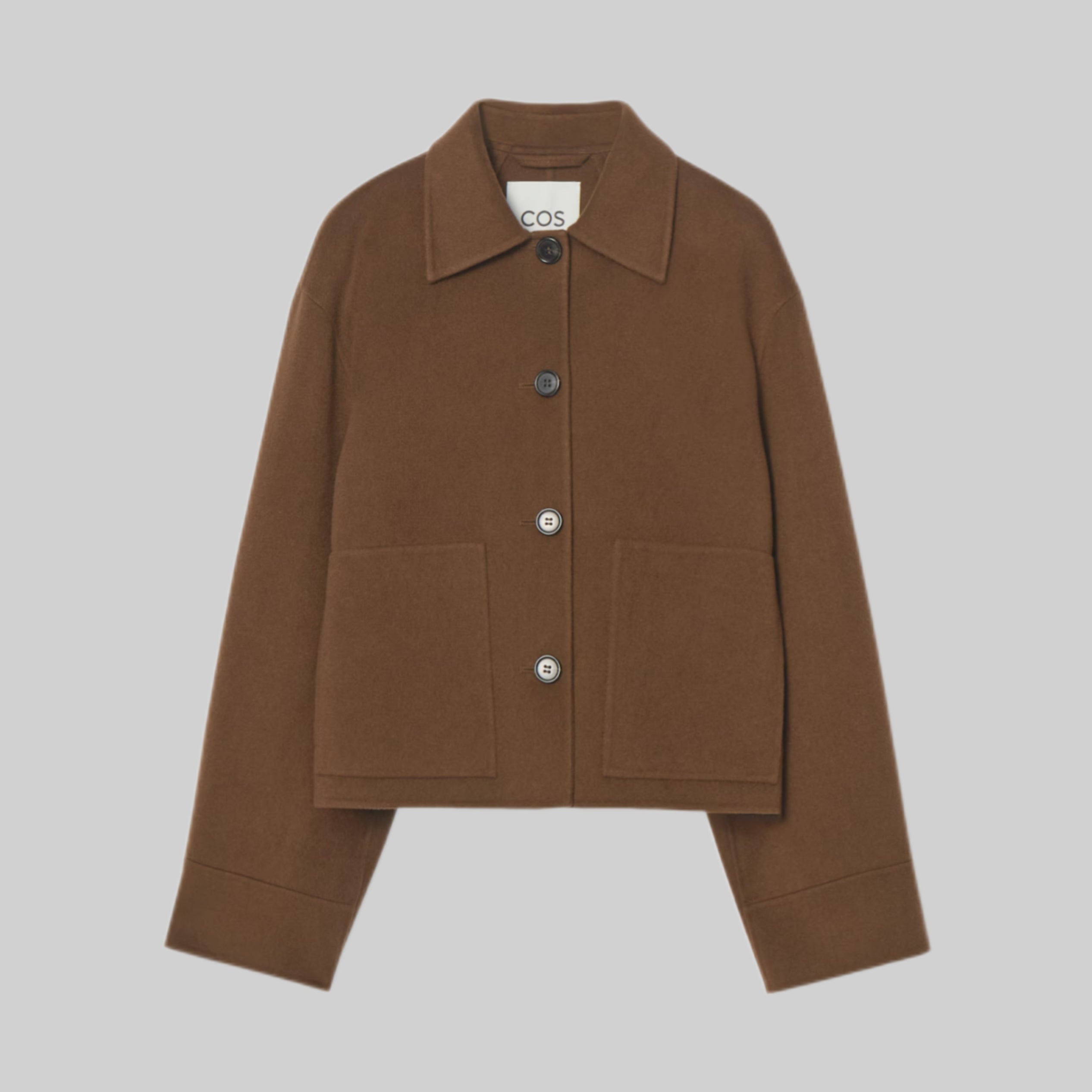 COS Boxy Double Faced Wool Jacket Brown