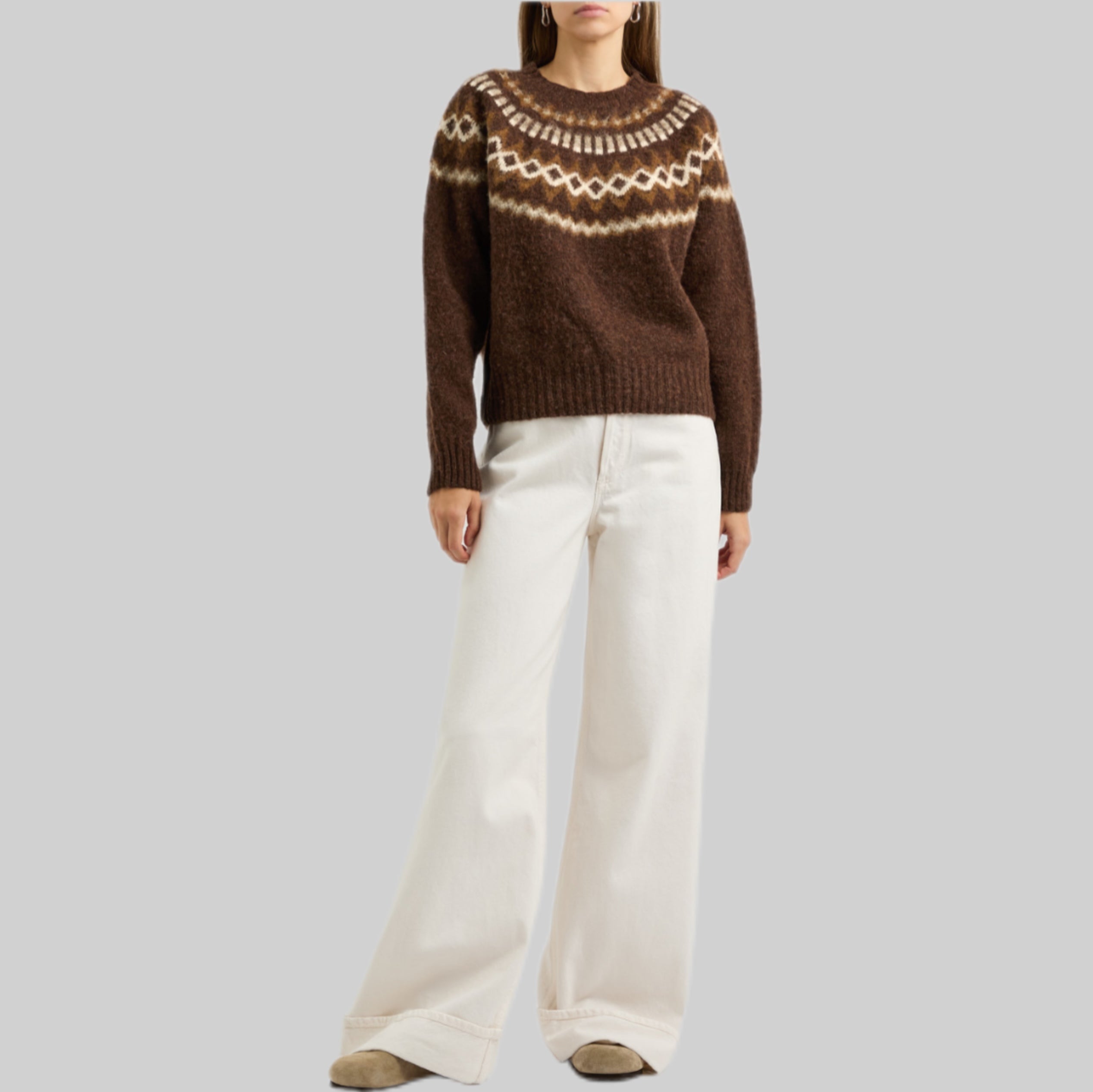 YMC knitwear, women, frontside, brown, model