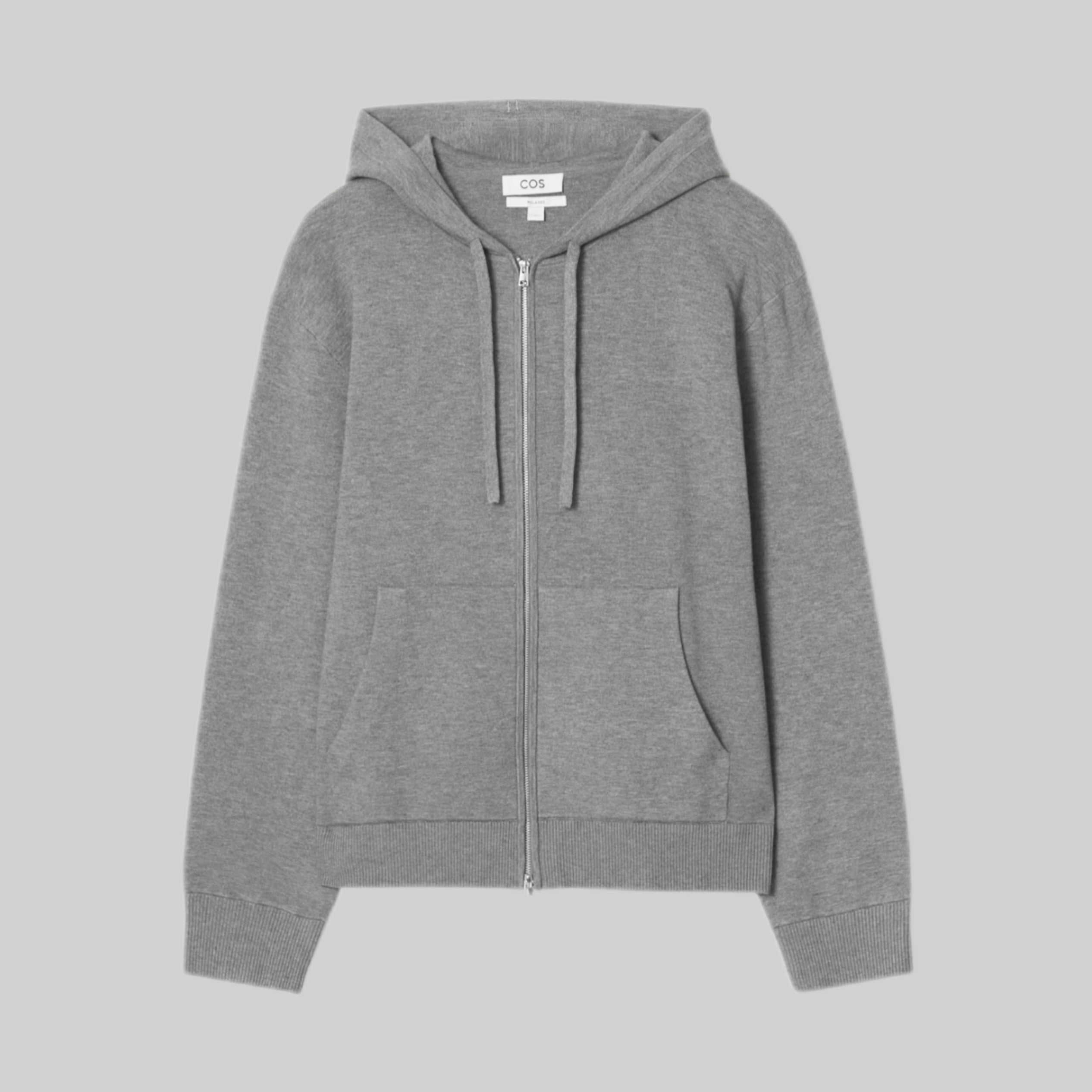 COS Knitted Zip-Up Hoodie Grey Mélange