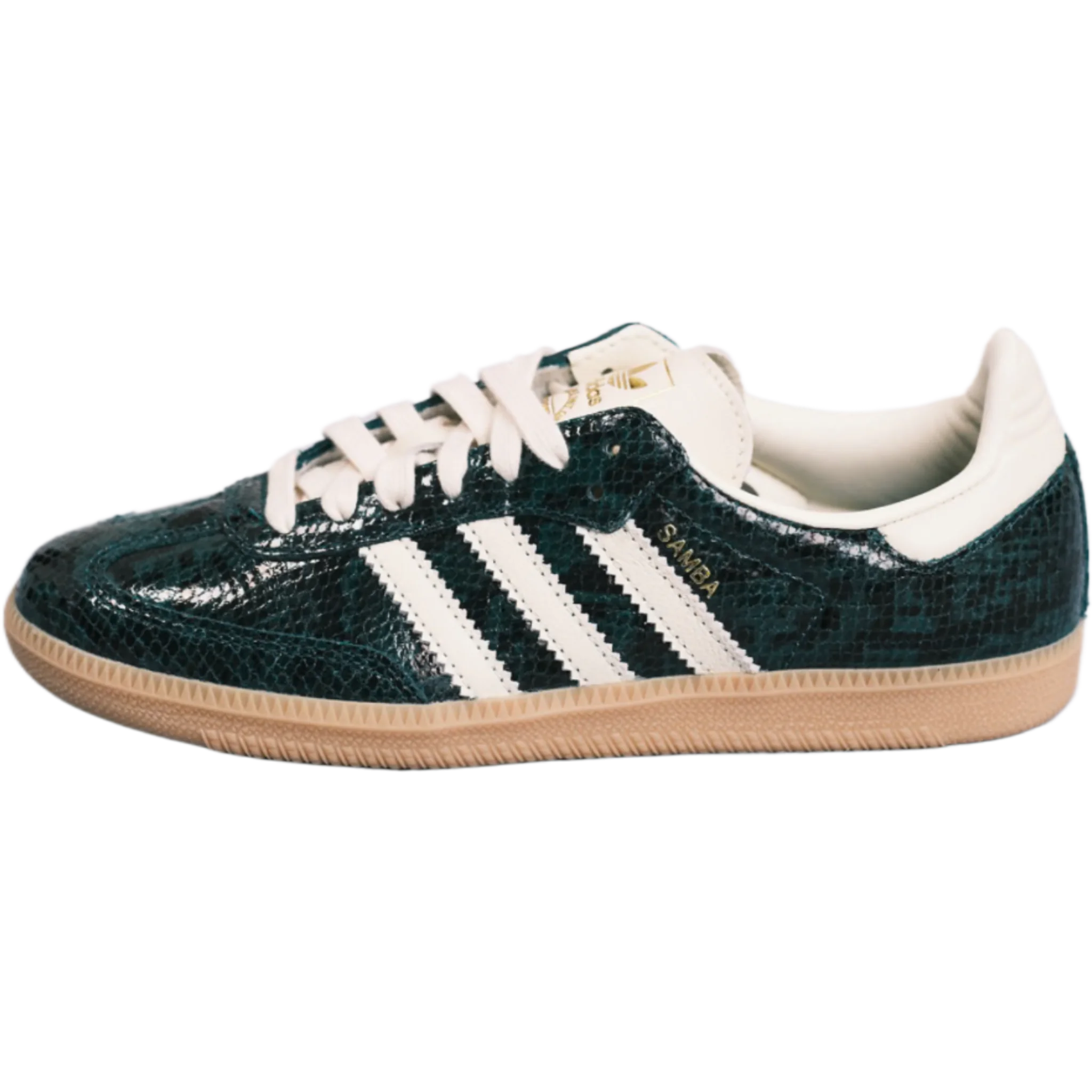 Samba in dark green and cream snake print