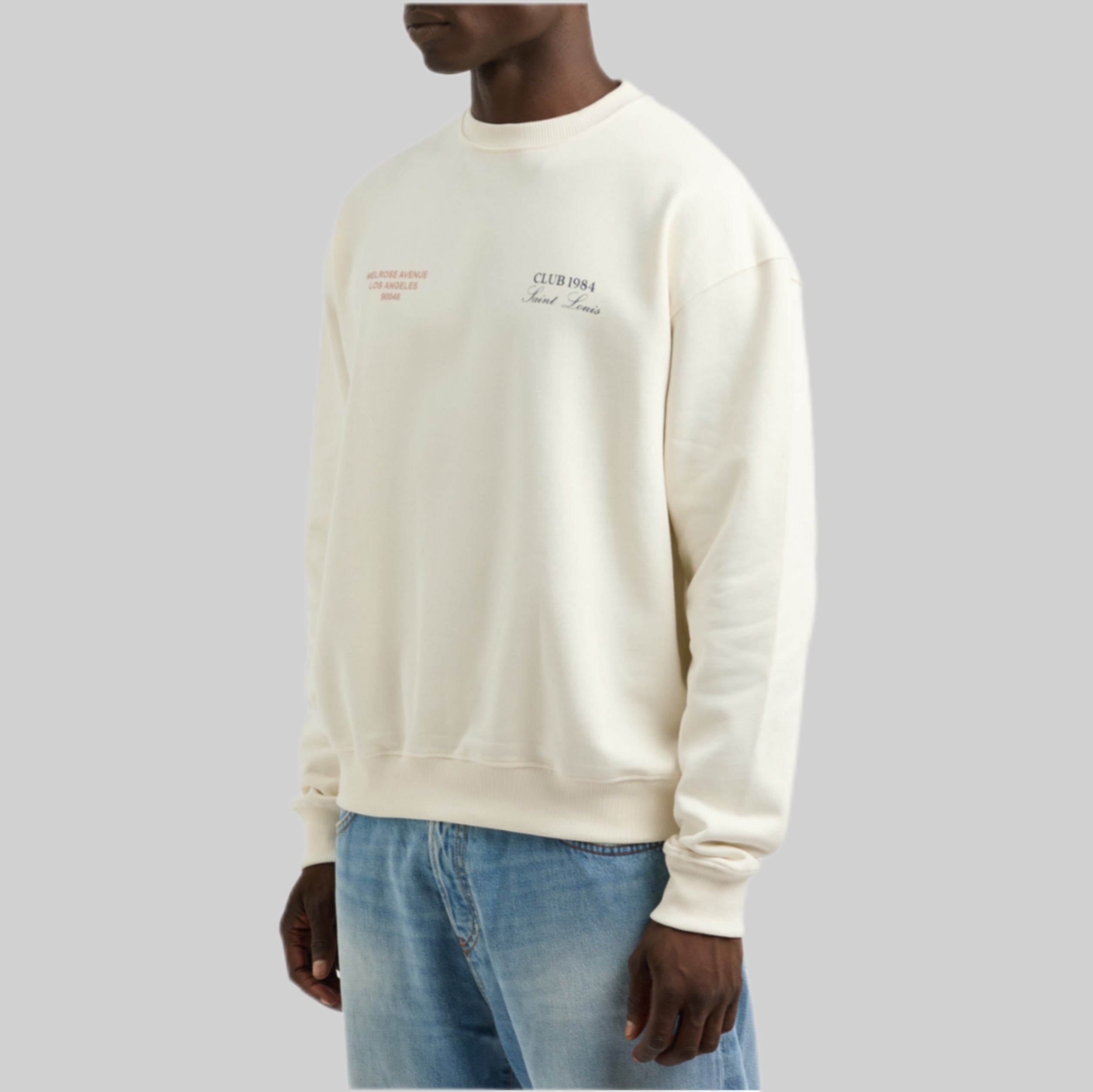 CLUB 1984 sweater, white, frontisde, model