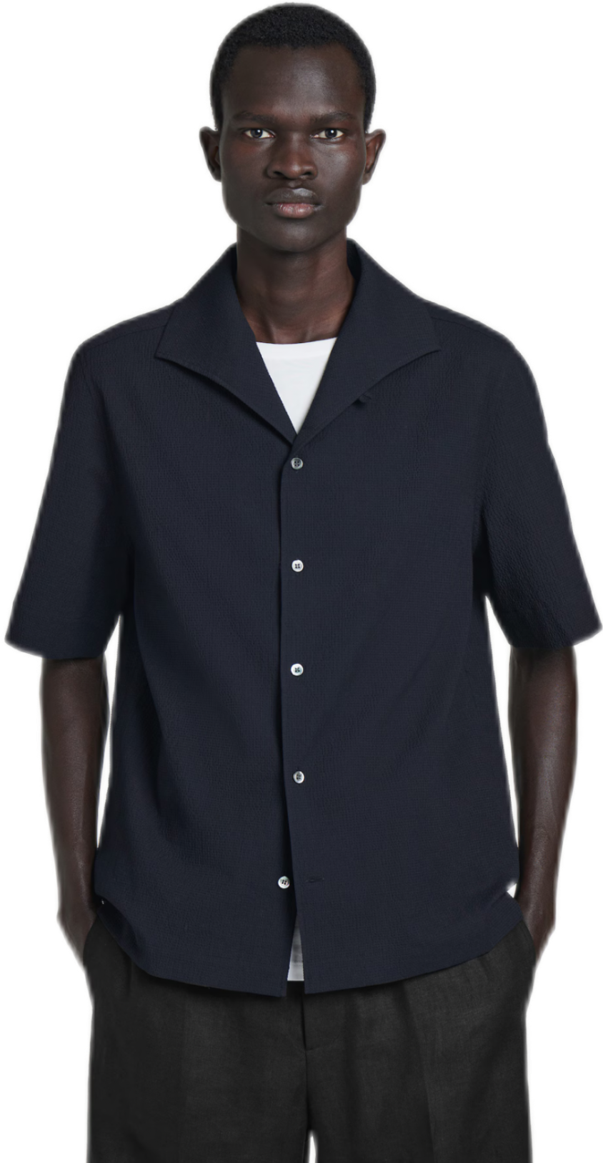 Camp-Collar Seersucker Shirt