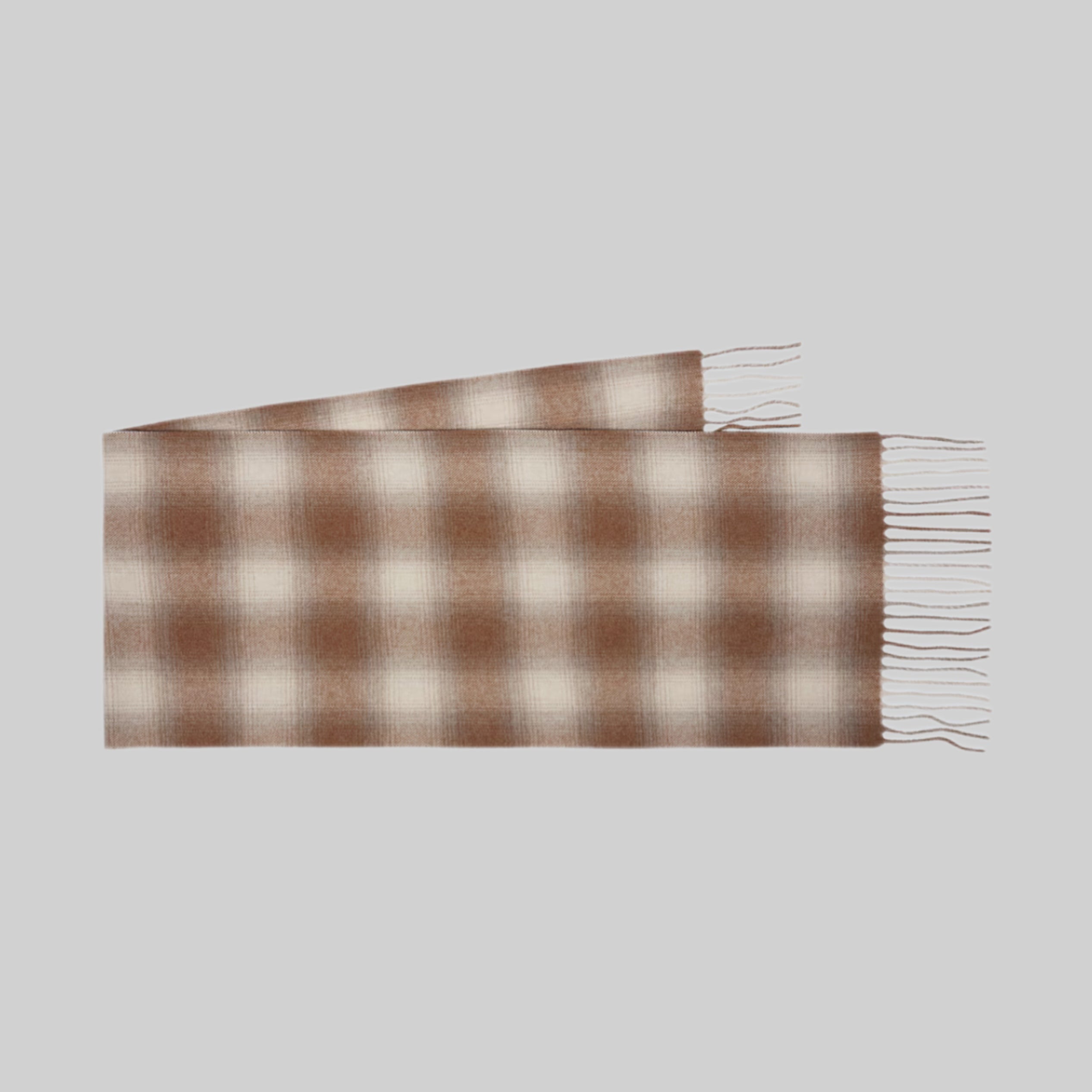 Checked Wool Cashmere Scarf Light Camel