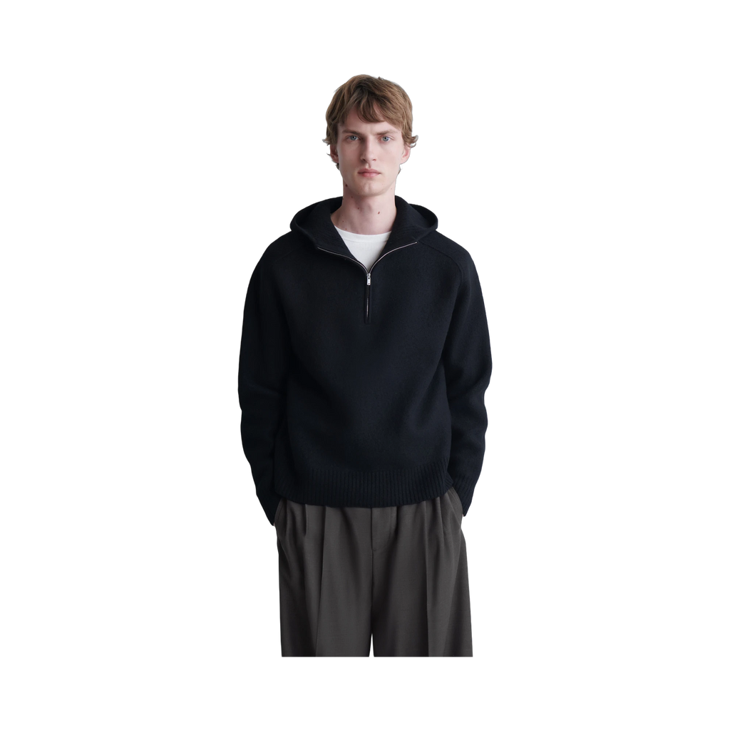 COS Boiled Merino Wool Half-Zip Hoodie