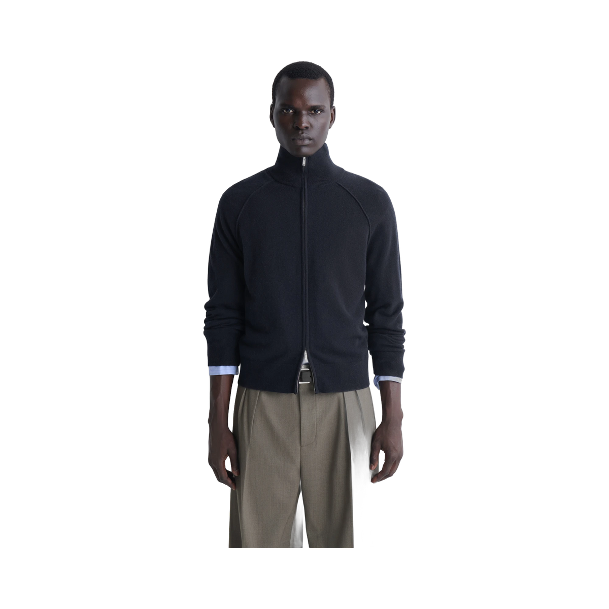 COS Cashmere Funnel-Neck Zip-Up Cardigan