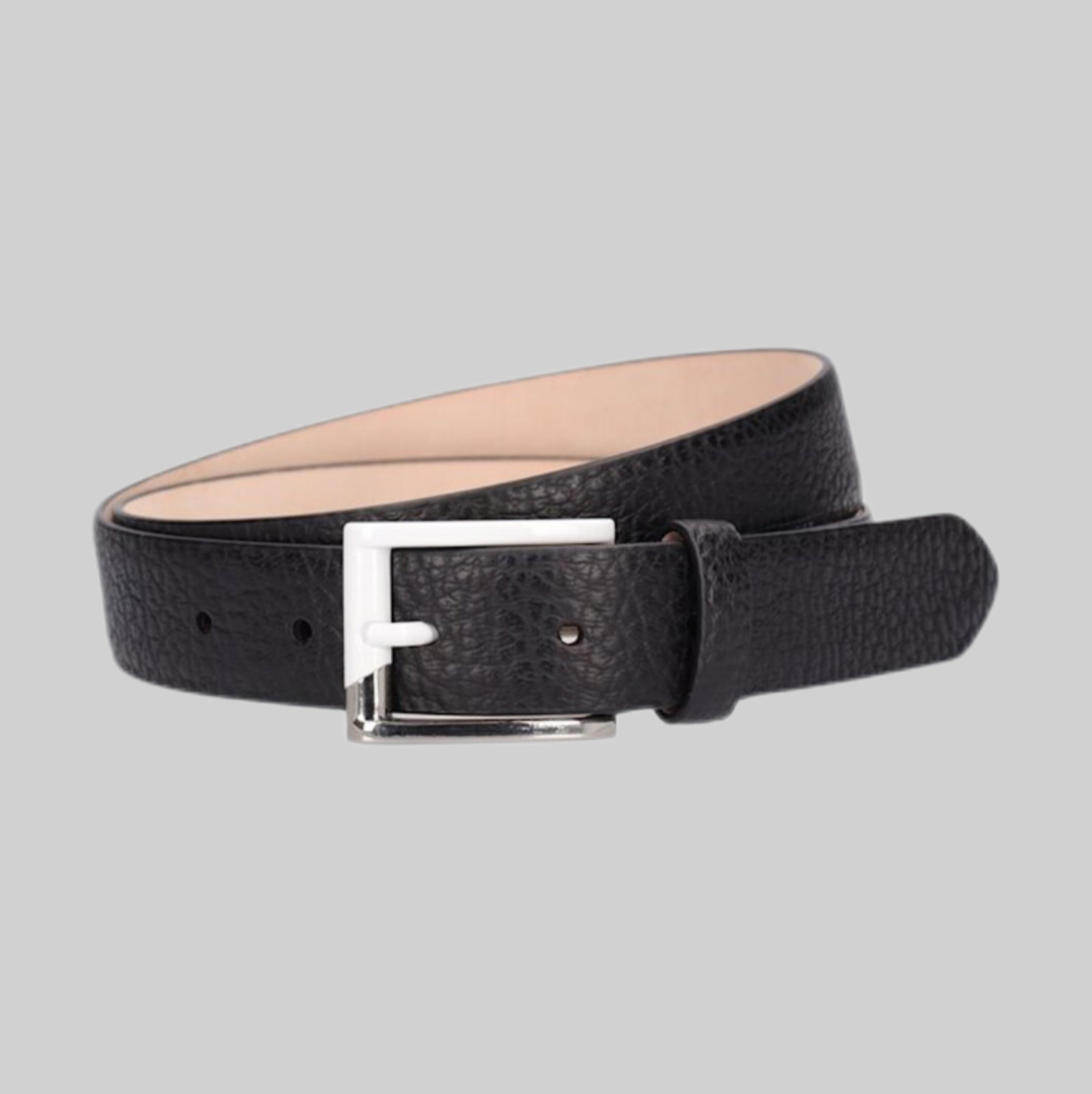 Enameled Buckle Leather Belt