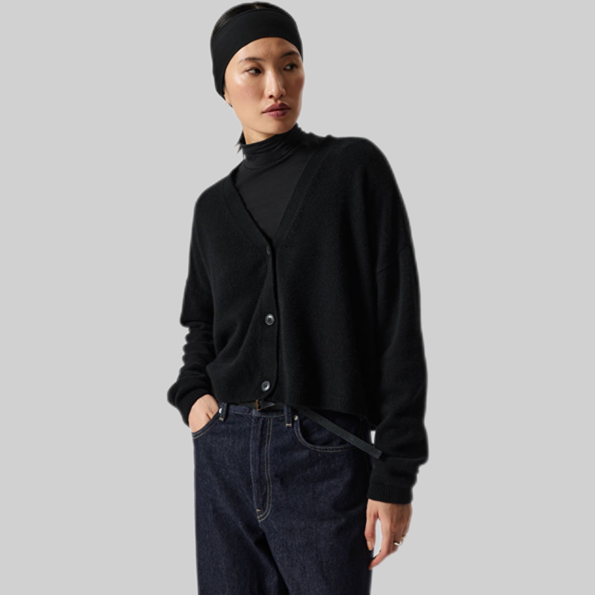 Oversized Cashmere Cardigan - Black