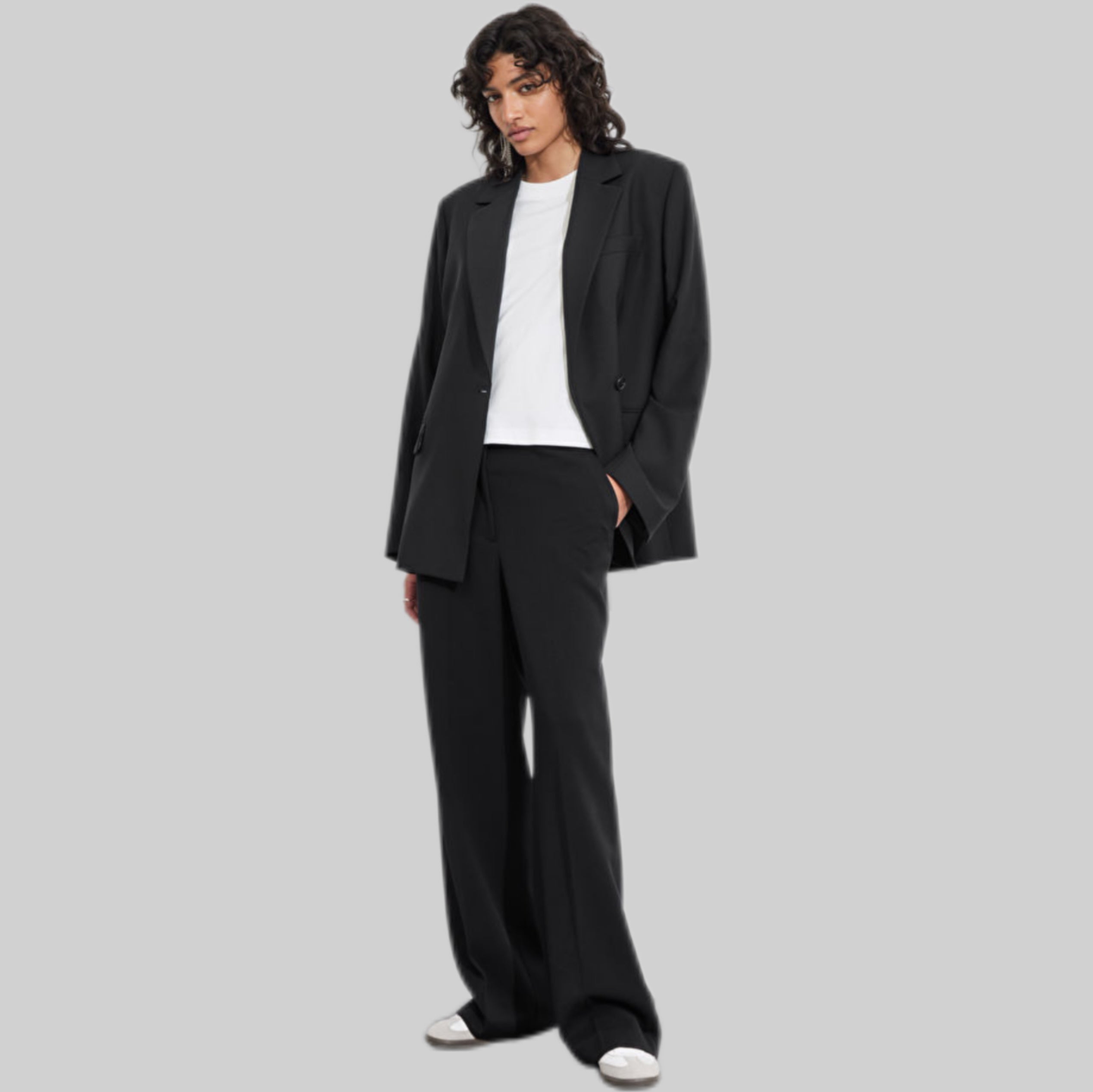 Wide Press-Crease Trousers - Black