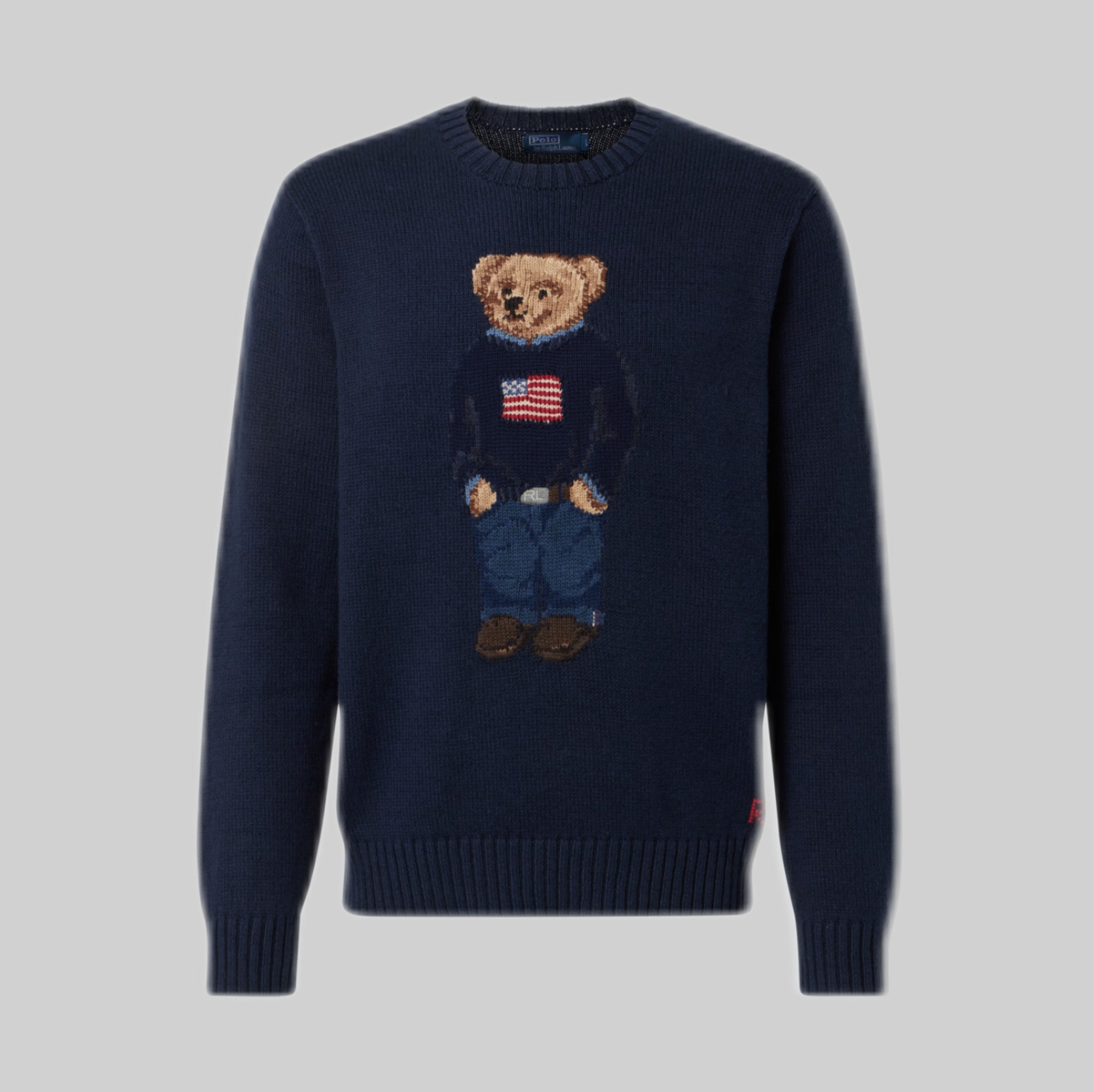 POLO BEAR COTTON AND LINEN SWEATER - BEAR NAVY