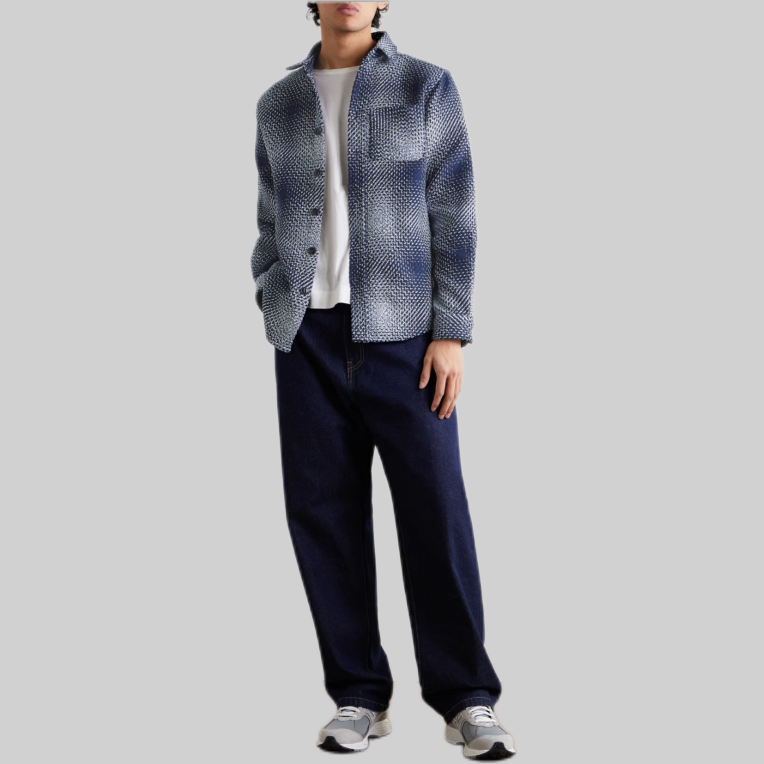 Middle Cotton-Jacquard Overshirt - Blue