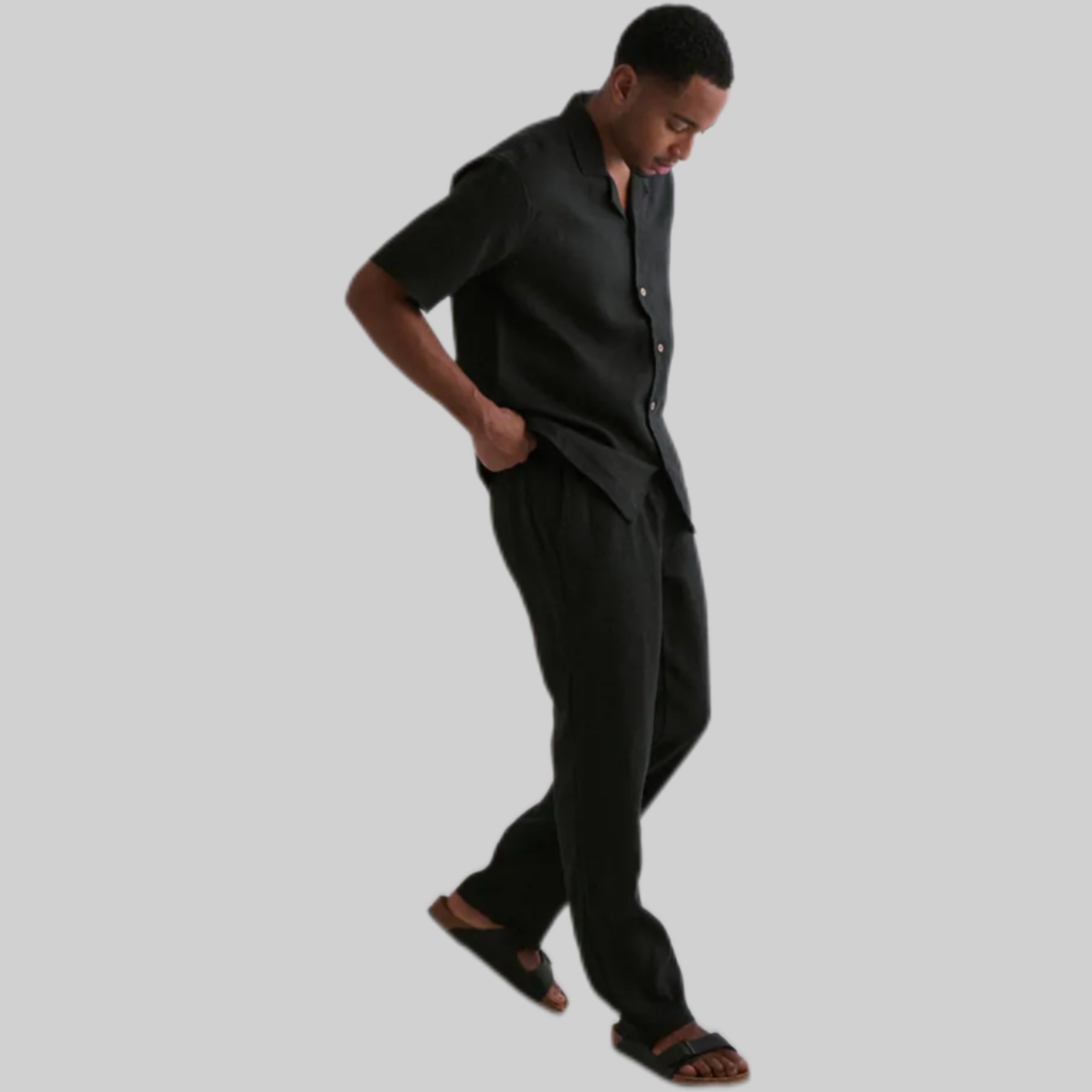Louis Linen Pants – Black