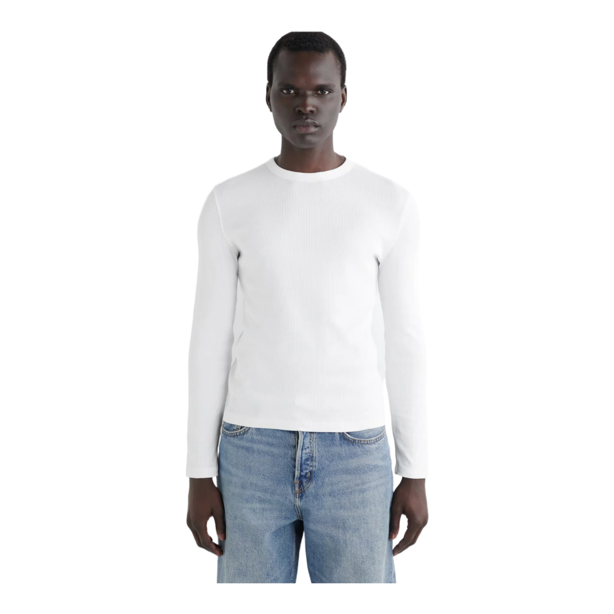 SLIM RIBBED COTTON LONG-SLEEVED T-SHIRT