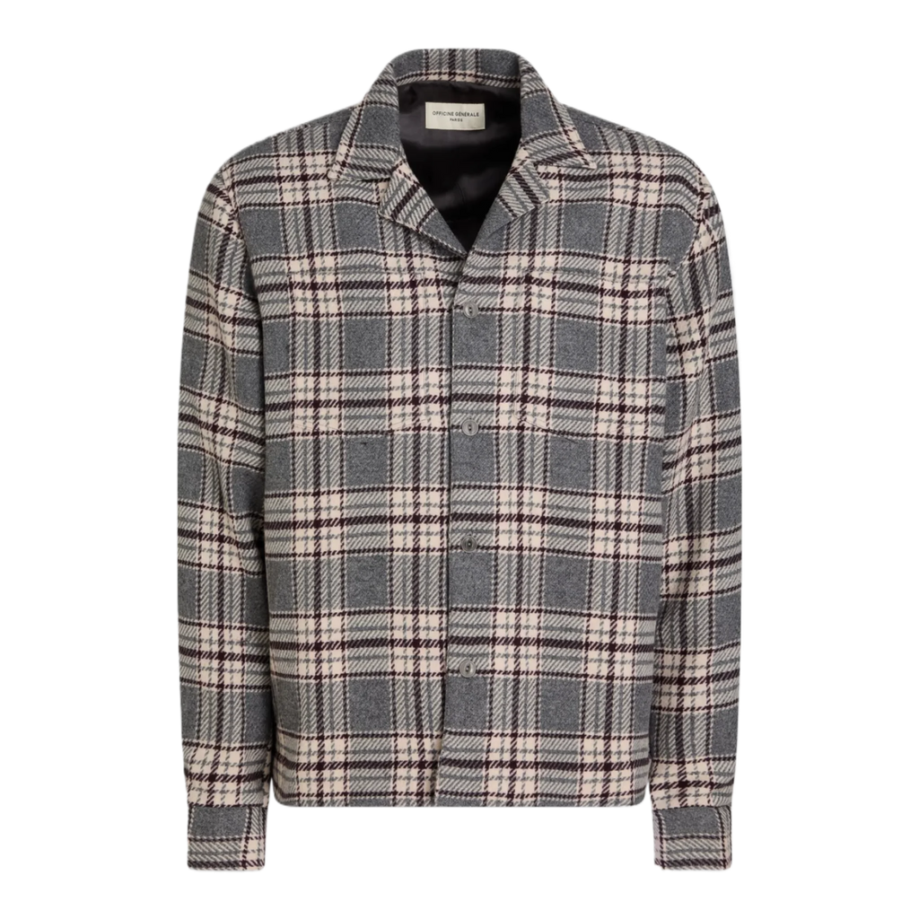 Justin checked wool-blend overshirt