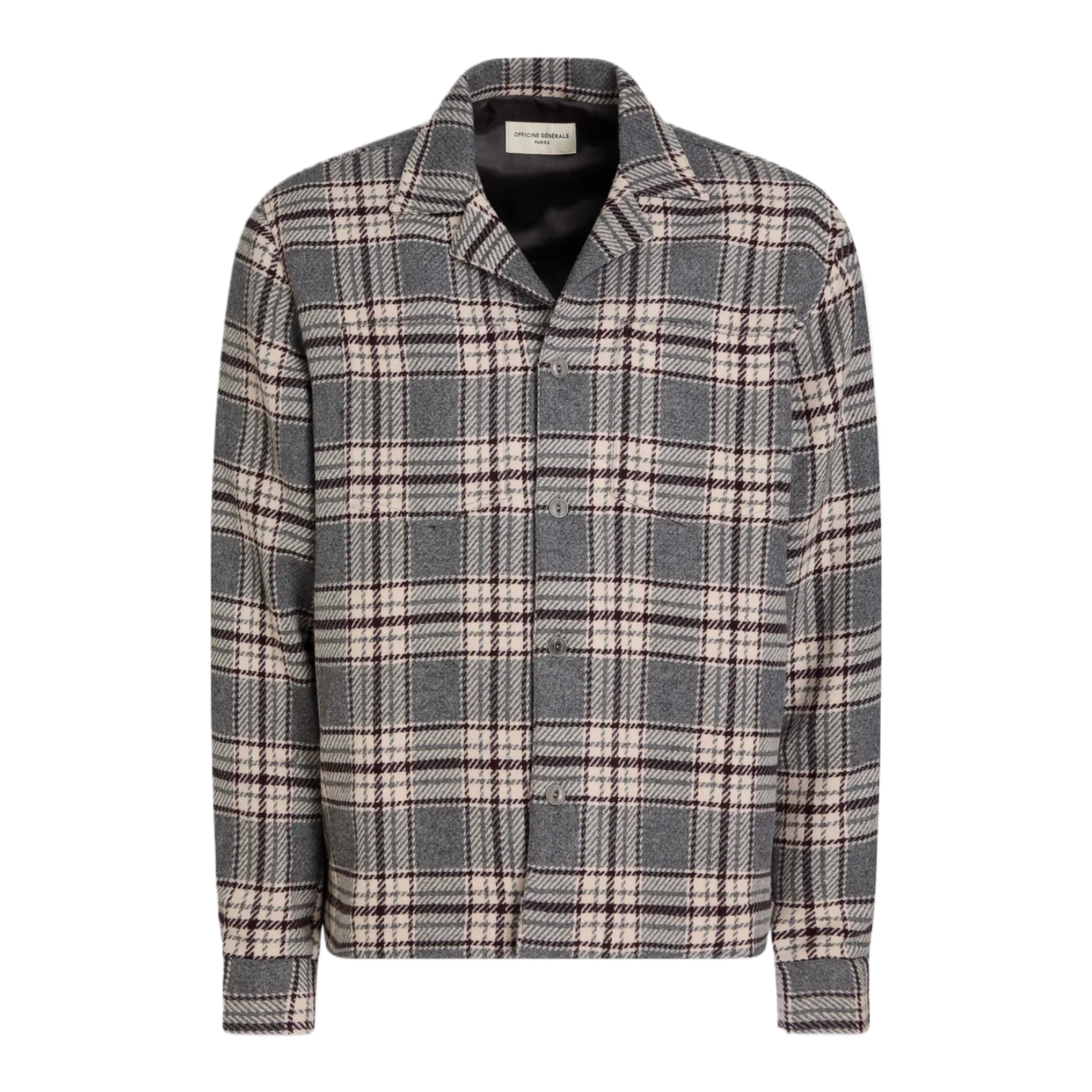Justin checked wool-blend overshirt