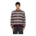 Gray & Burgundy Hairy Stripe Knit Sweater