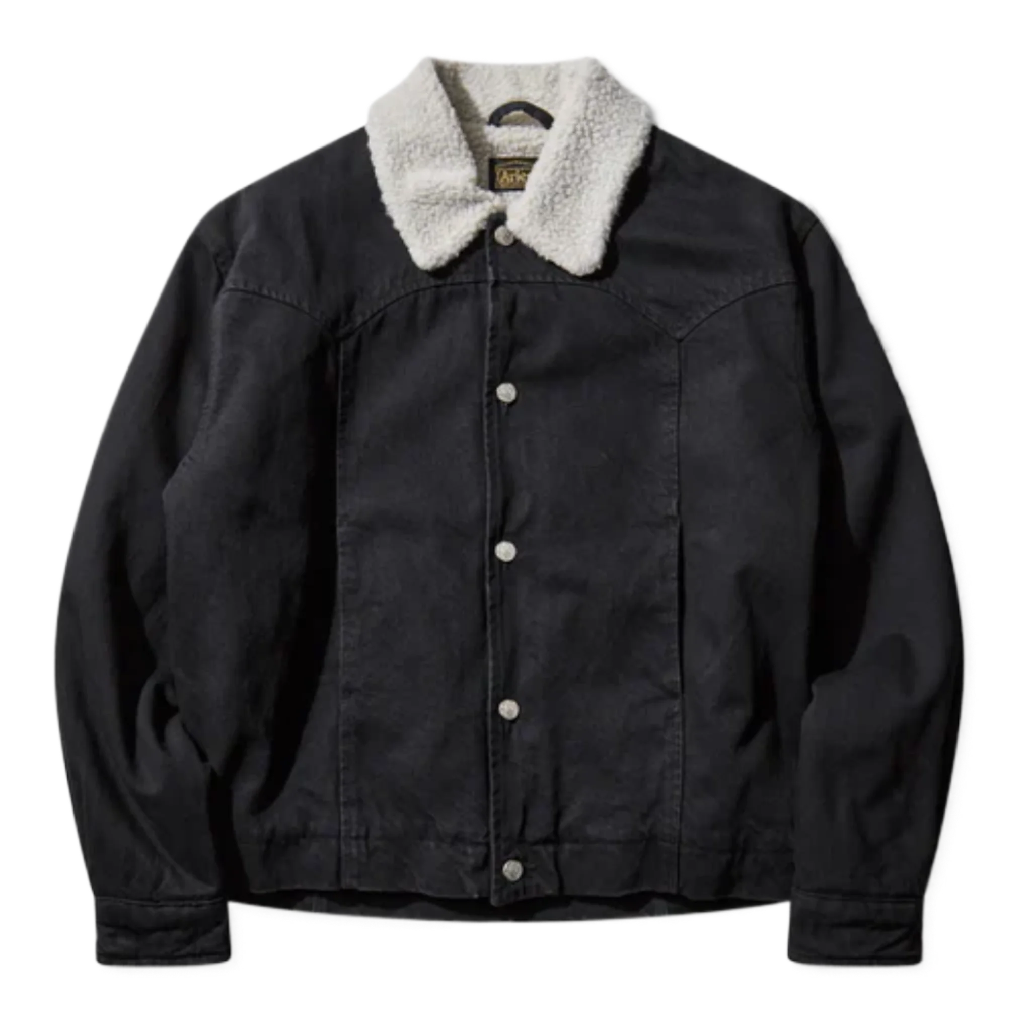 Sherpa Denim Car Coat Black