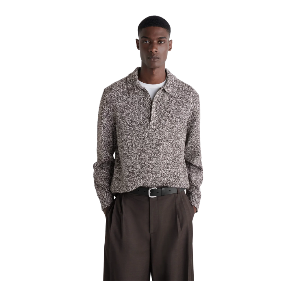 WOOL-BLEND HALF-ZIP POLO JUMPER
