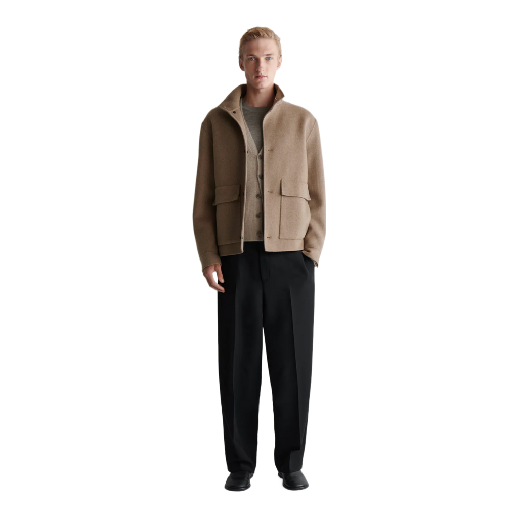 DOUBLE-FACED WOOL FUNNEL NECK JACKET