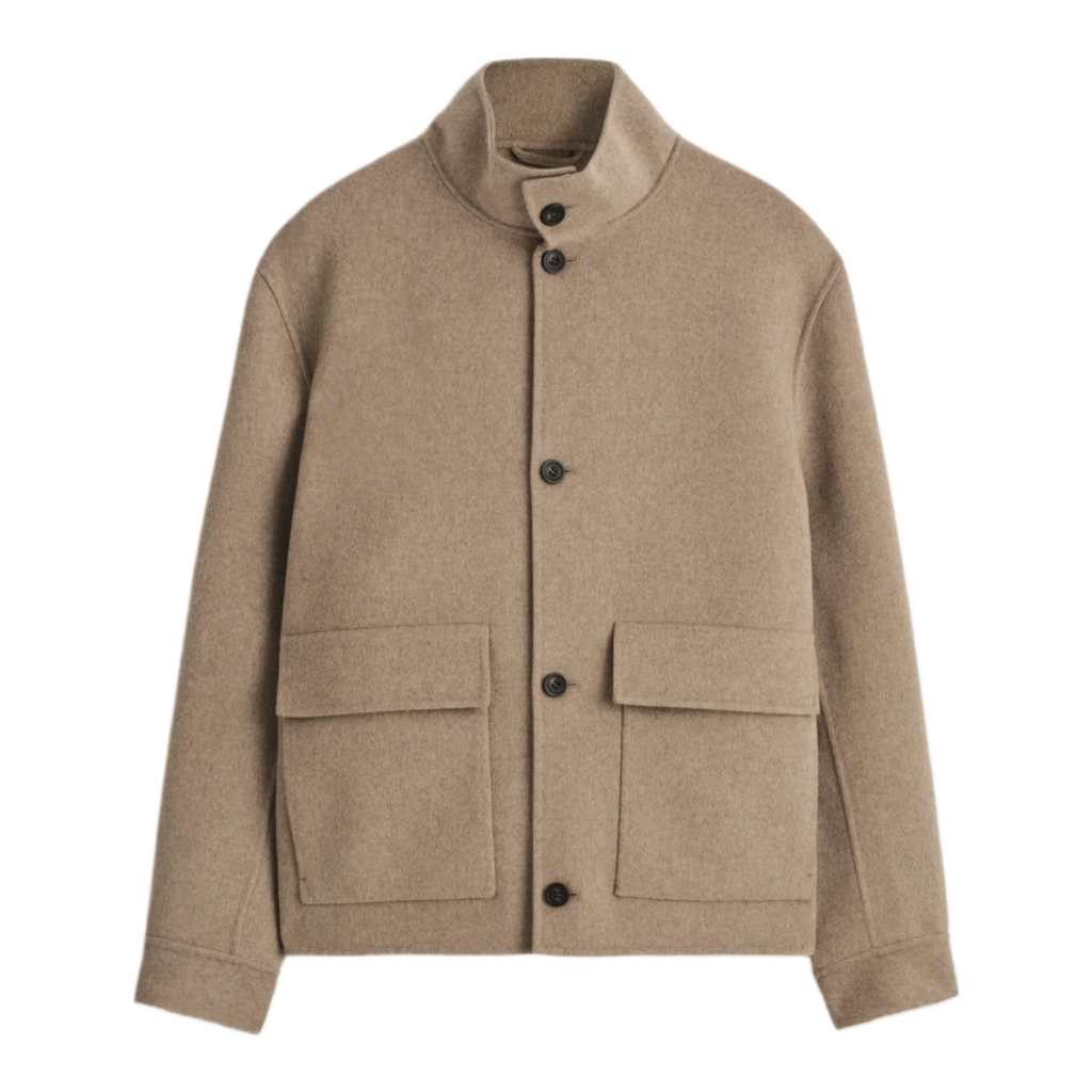 DOUBLE-FACED WOOL FUNNEL NECK JACKET