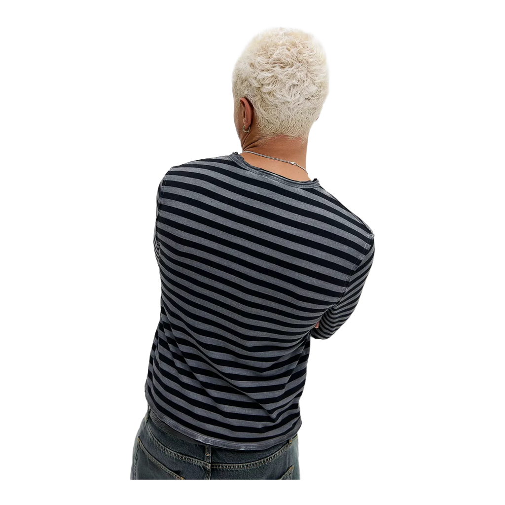 Black Grunge Striped Long Sleeve T-Shirt