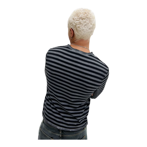 Black Grunge Striped Long Sleeve T-Shirt