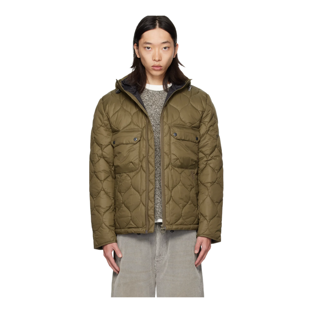 Khaki Re-Engineered Hooded Spey Quilted Jacket