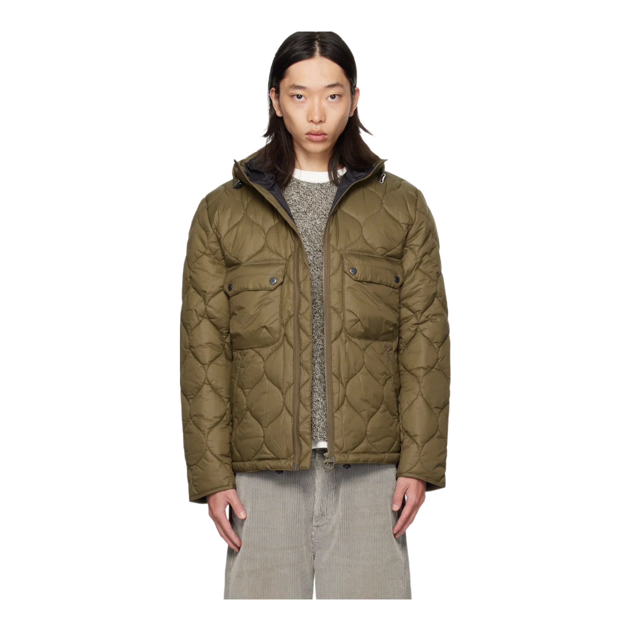 Khaki Re-Engineered Hooded Spey Quilted Jacket