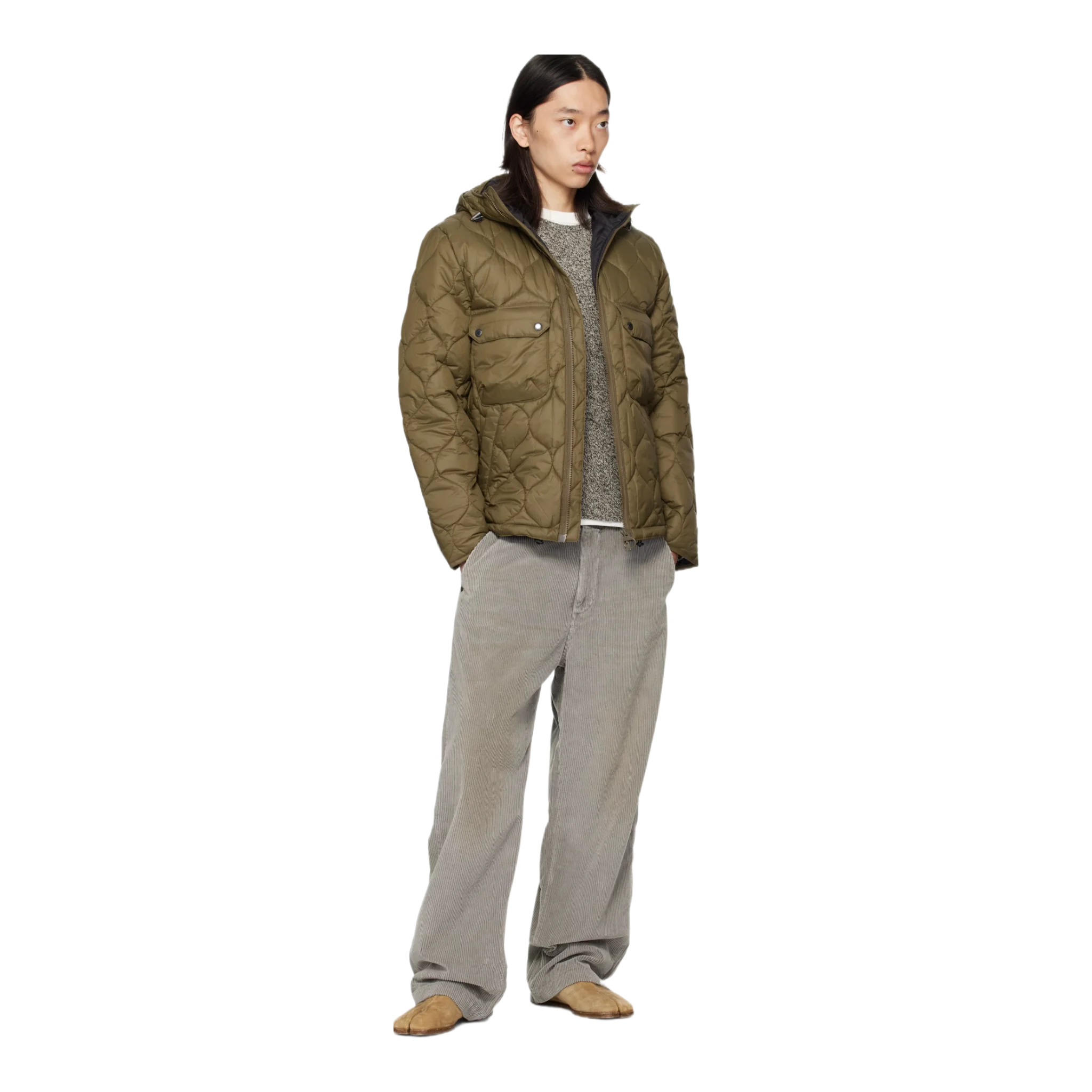 Khaki Re-Engineered Hooded Spey Quilted Jacket
