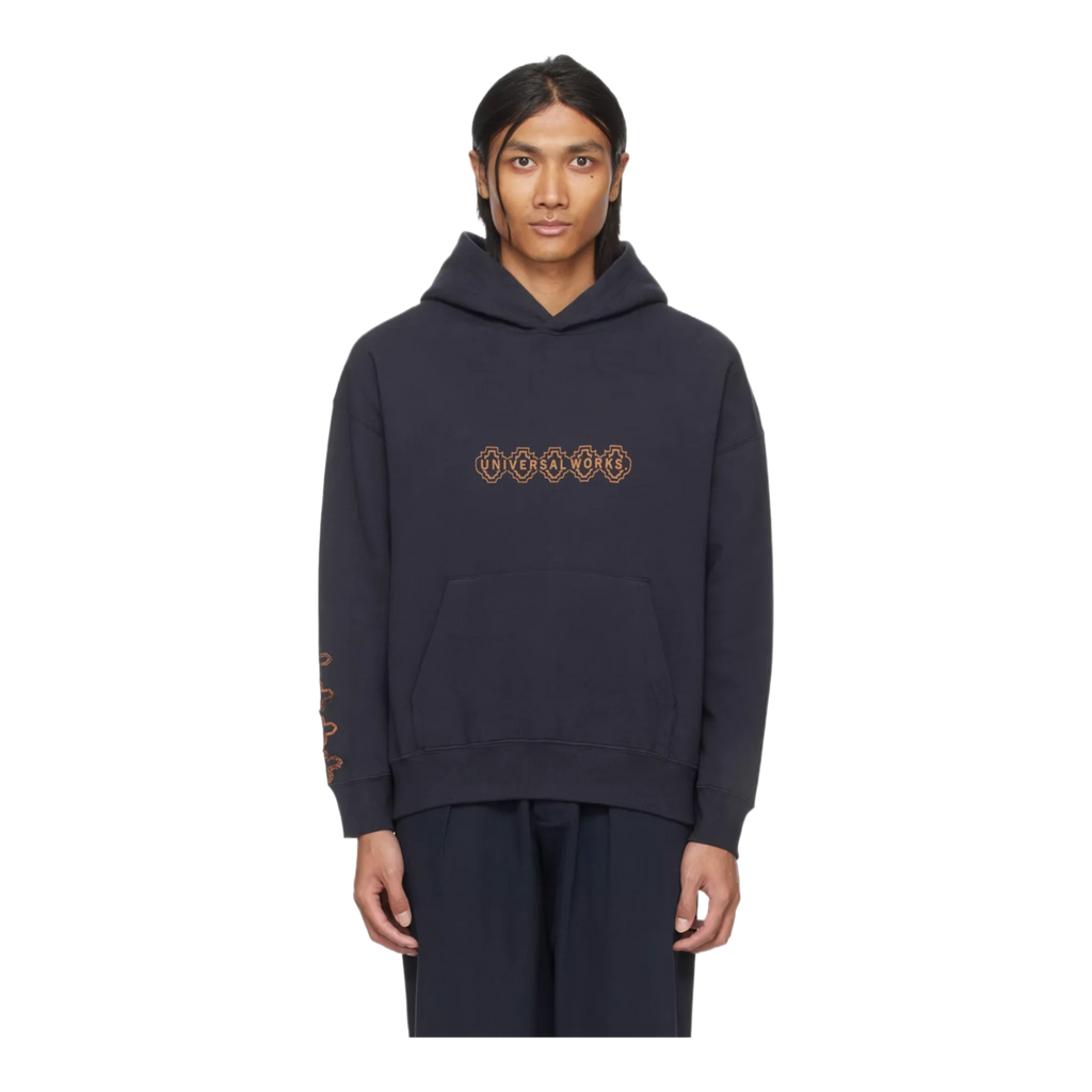 Navy Printed Hoodie