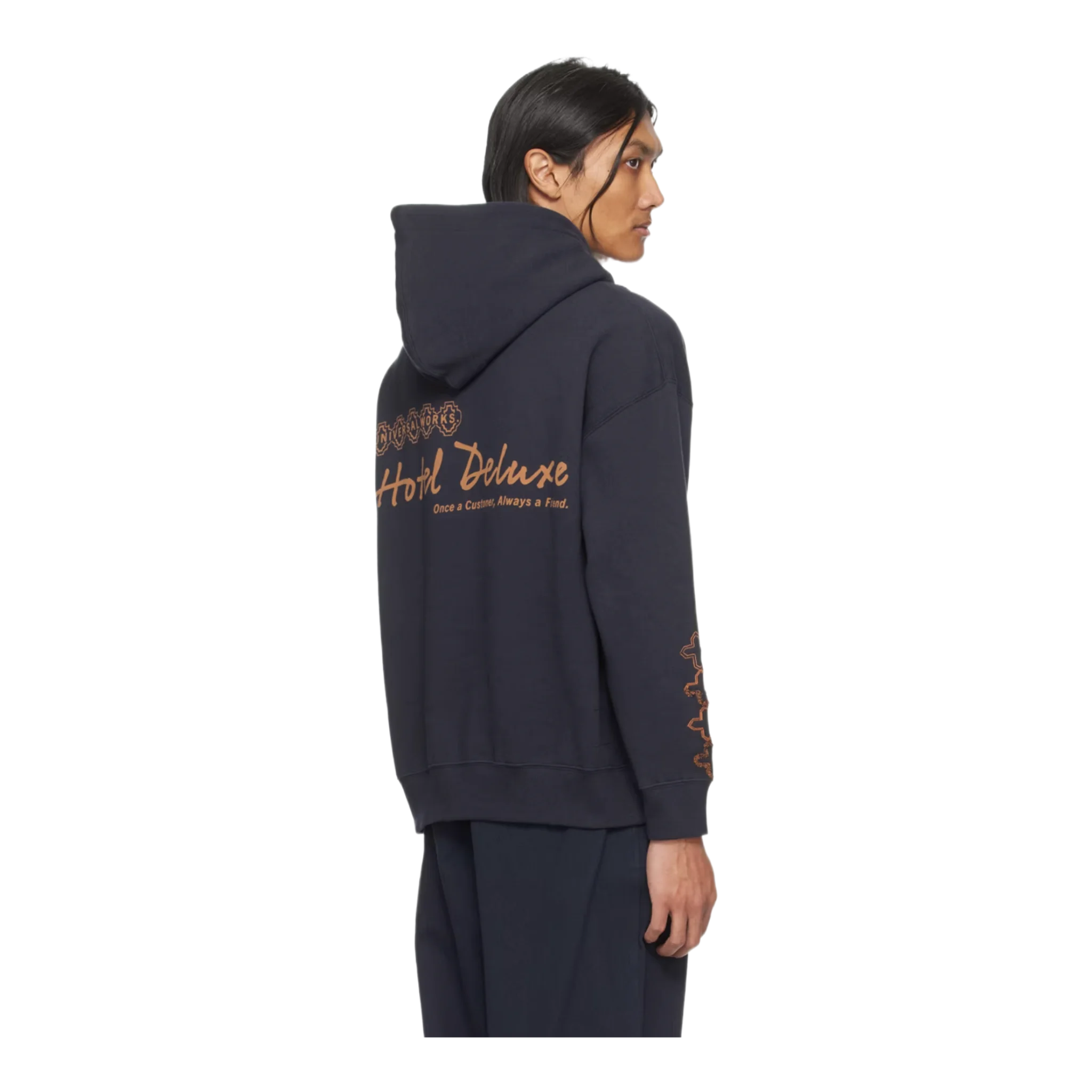 Navy Printed Hoodie