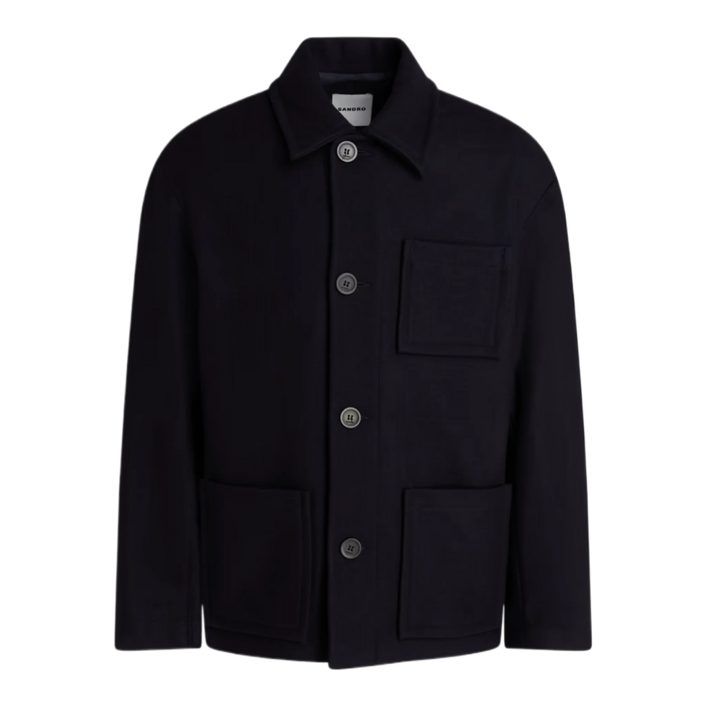 Wool-blend gabardine overshirt