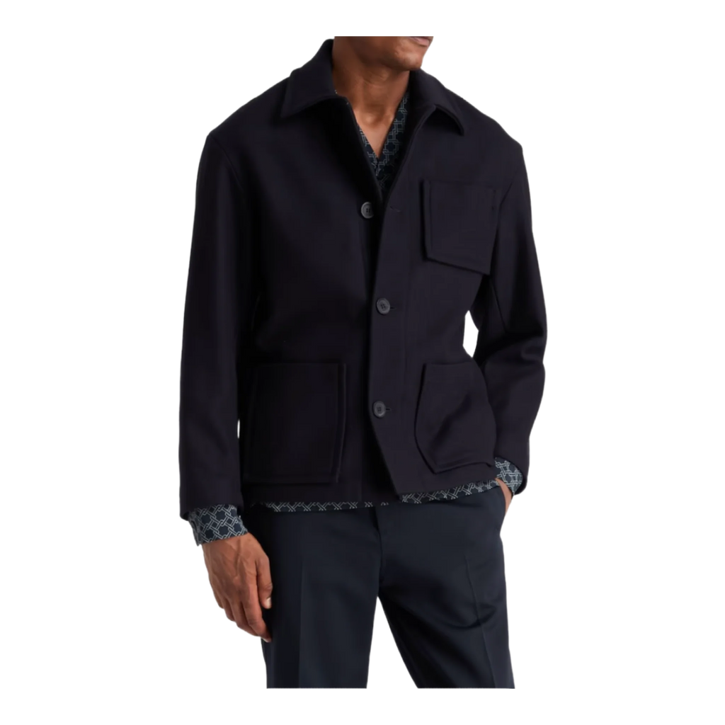 Wool-blend gabardine overshirt