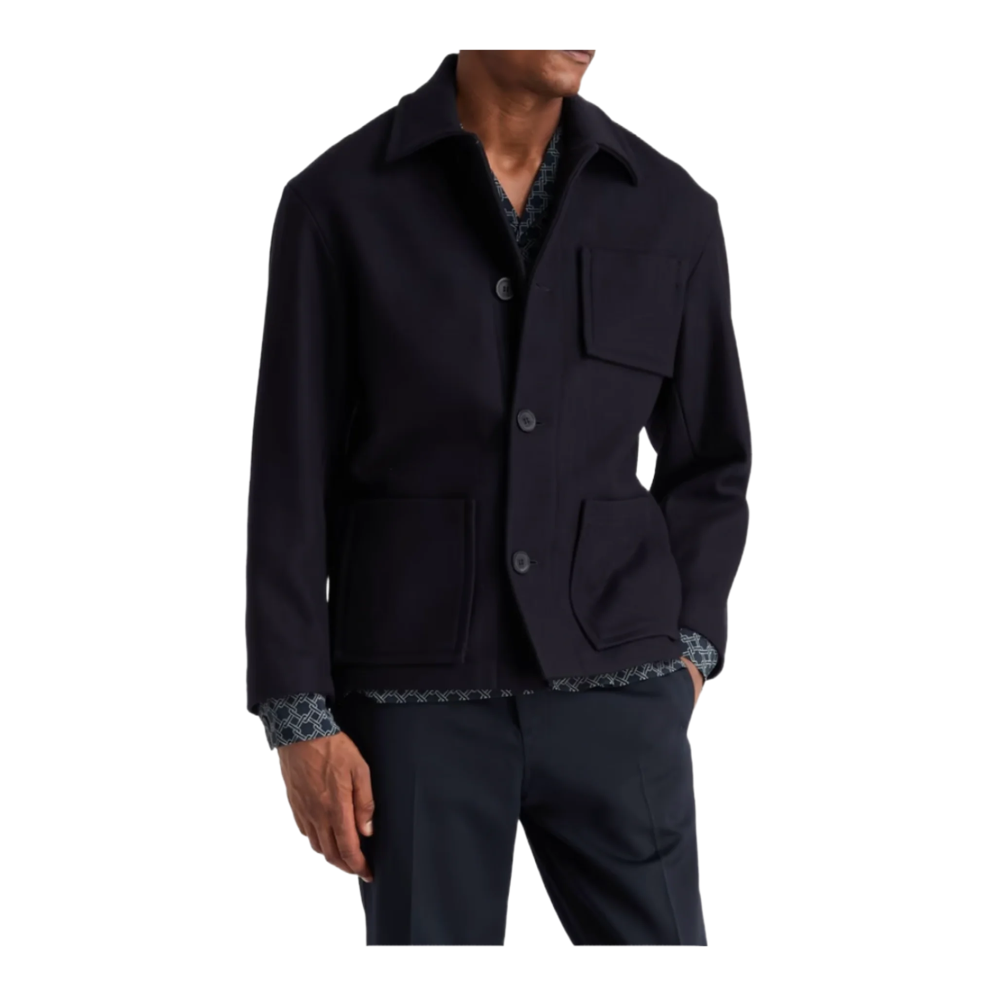 Wool-blend gabardine overshirt