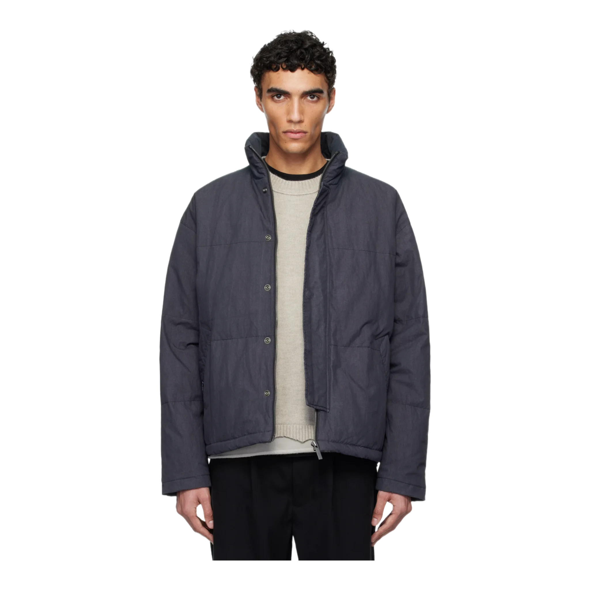 Gray Indigo-Dyed Down Jacket