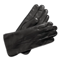 Black Men's Cashmere-Wool-Lined Leather Gloves