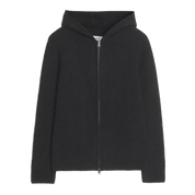 Koji Knitted Full Zip Hoodie Black Melange