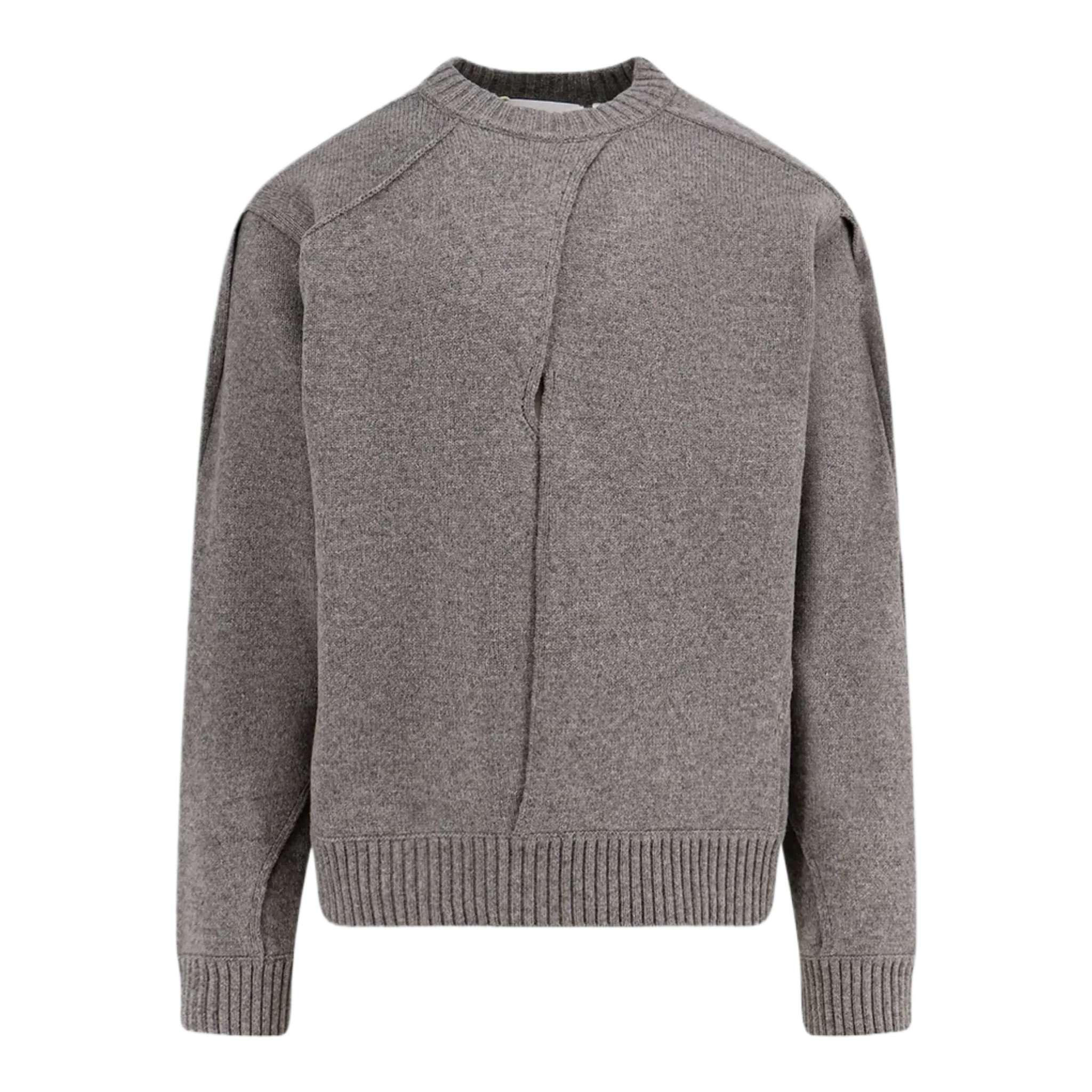 Wool blend sweater with overlapping panels