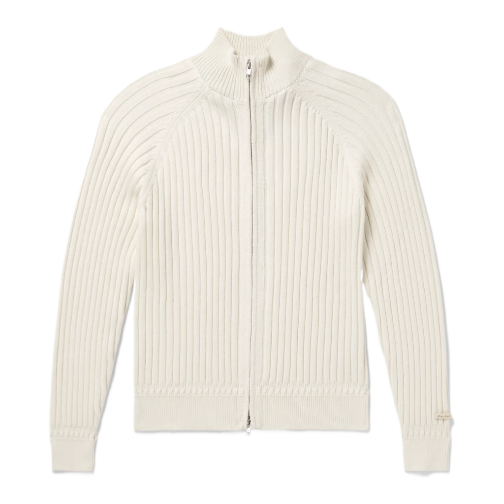 Ribbed Merino Wool-Blend Zip-Up Sweater