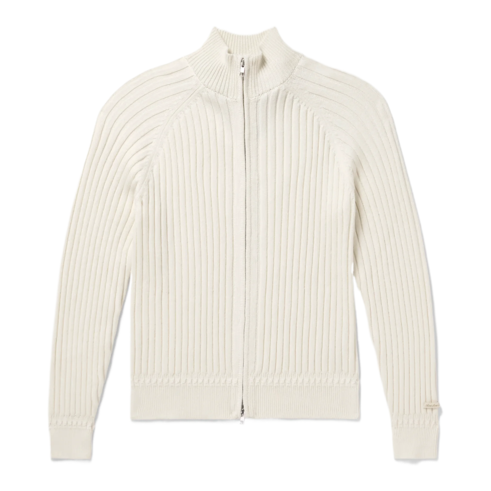 Ribbed Merino Wool-Blend Zip-Up Sweater