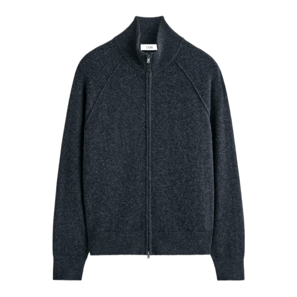 CASHMERE FUNNEL-NECK ZIP-UP CARDIGAN